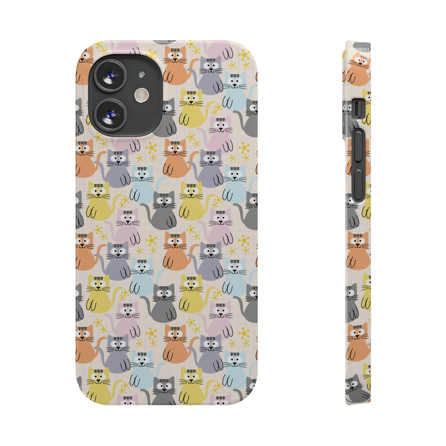 Adorable Cartoon Kitties: Pastel-Colored and Overflowing with Cuteness Iphone 15-12 Slim Phone Case