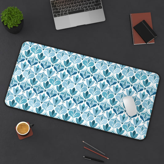 Elegant Floral Pattern in Shades of Aqua and Teal, Forming Graceful Botanical Motifs Gaming Mouse Pad  Desk Mat  - 3 Sizes