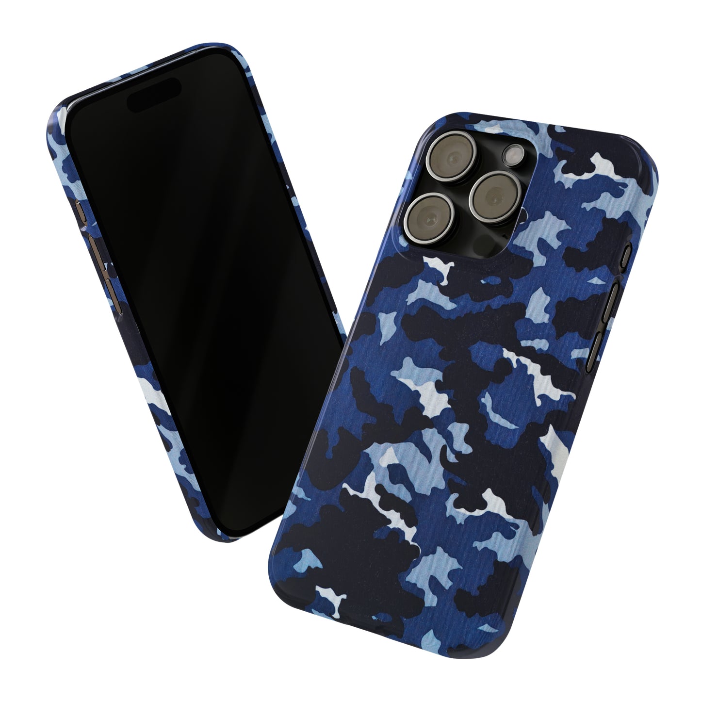 Deep Sea Concealment: Navy Blue Camouflage Iphone 15-12 Slim Phone Case