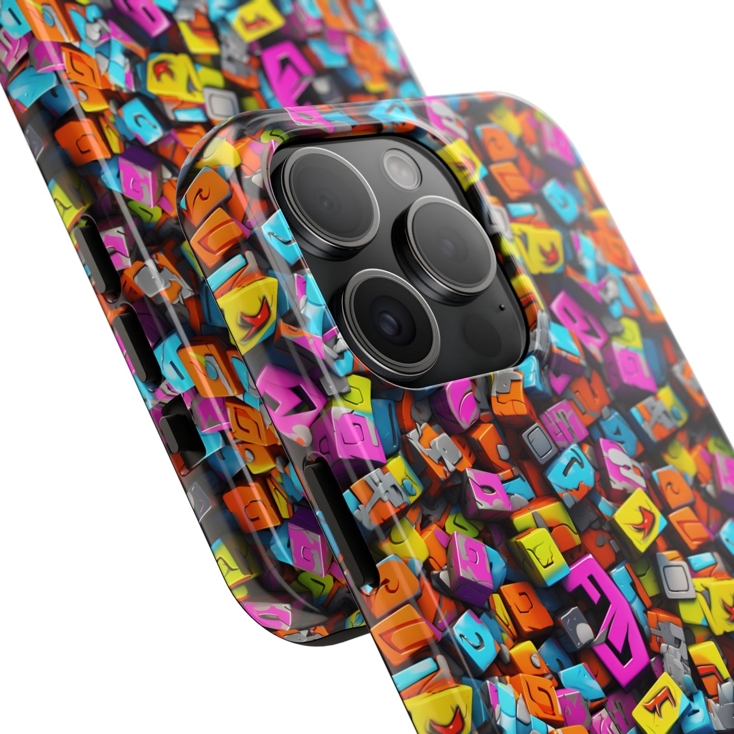 3D Abstract Colorful Block Design Iphone Tough Phone Case