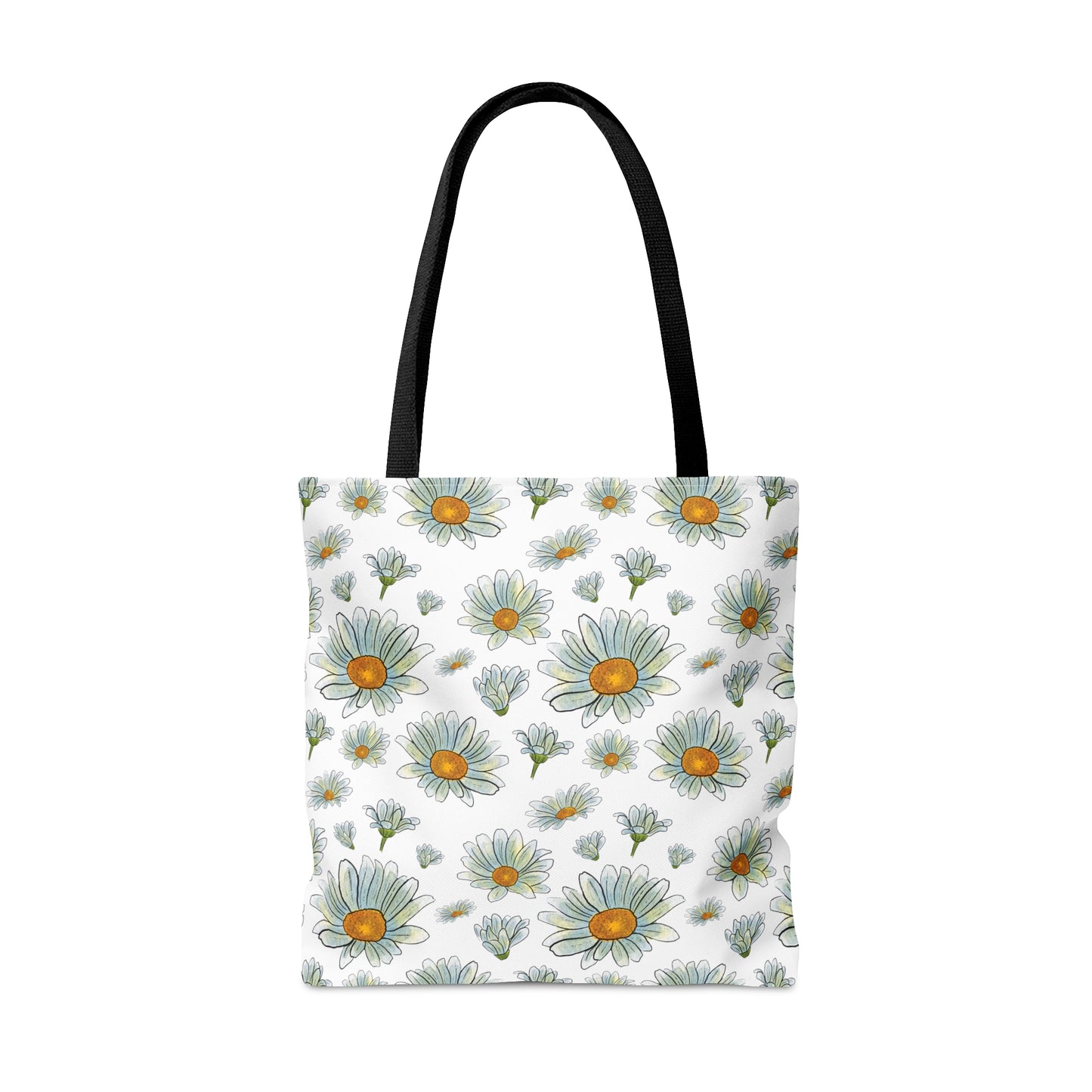 Large Watercolor Summer Daisies Blooming Against a White Background  - Canvas Tote 3 Sizes