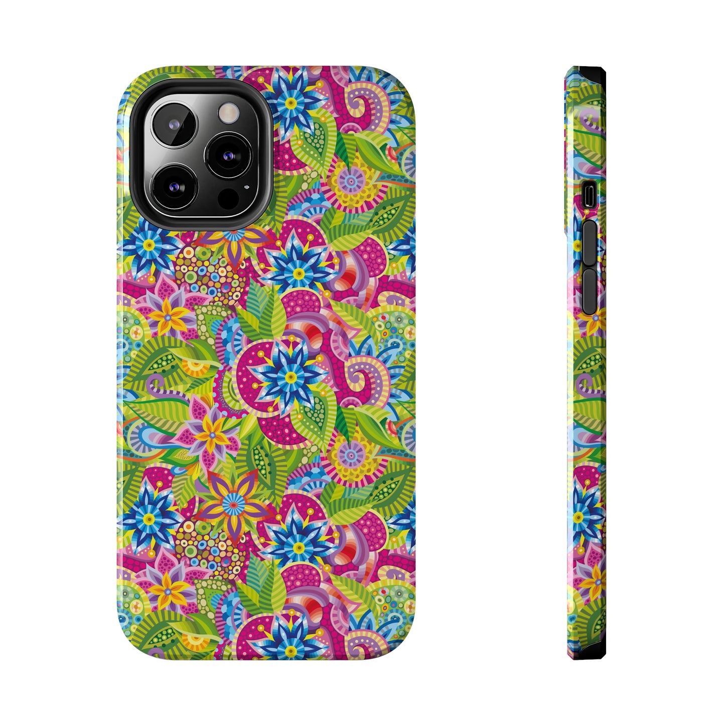 Vibrant Array of Abstract Flowers and Paisley in Rainbow Hues Iphone Tough Phone Case