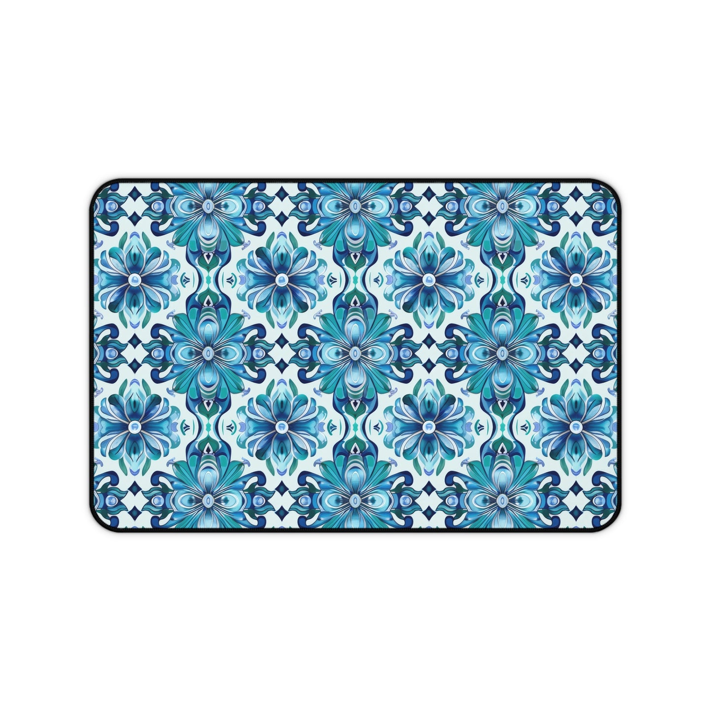 Majestic Florals in A Lush Array of Teal and Blue Blossoms Gaming Mouse Pad  Desk Mat  - 3 Sizes