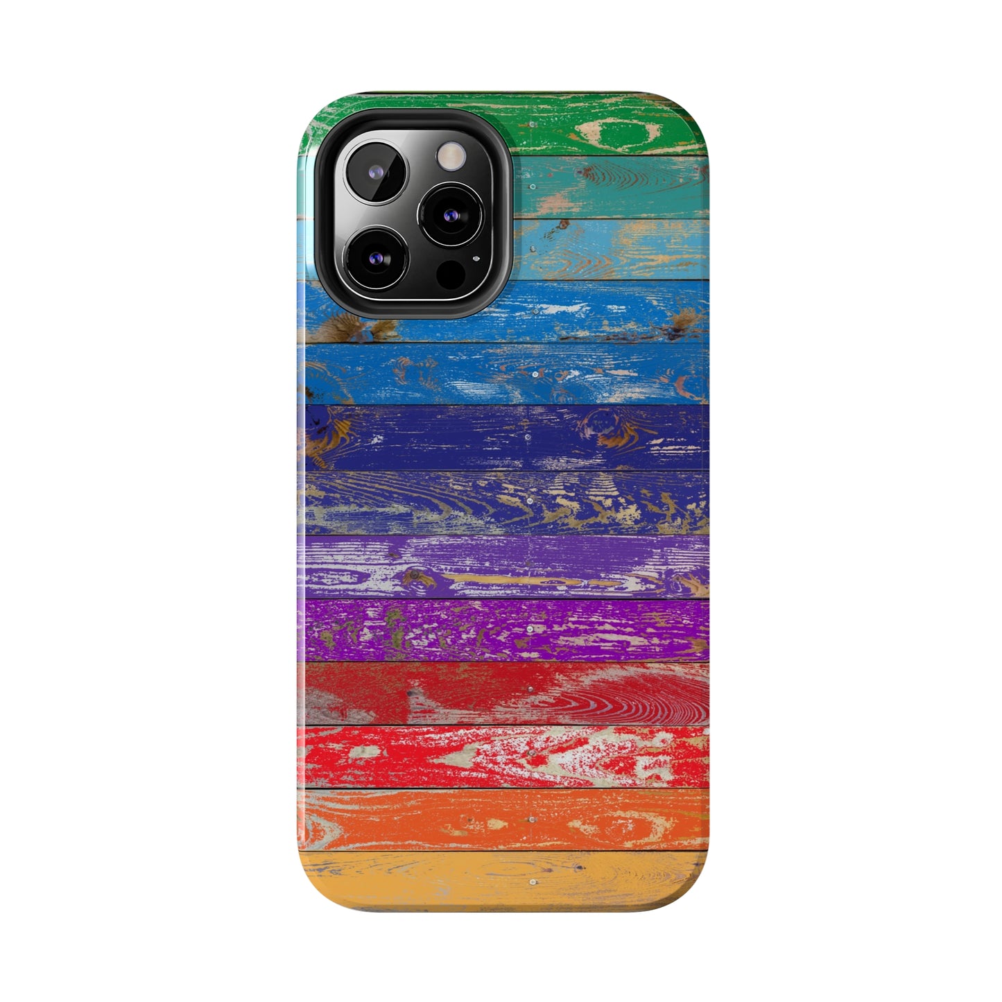 Rainbow Wood Planks Iphone Tough Phone Case