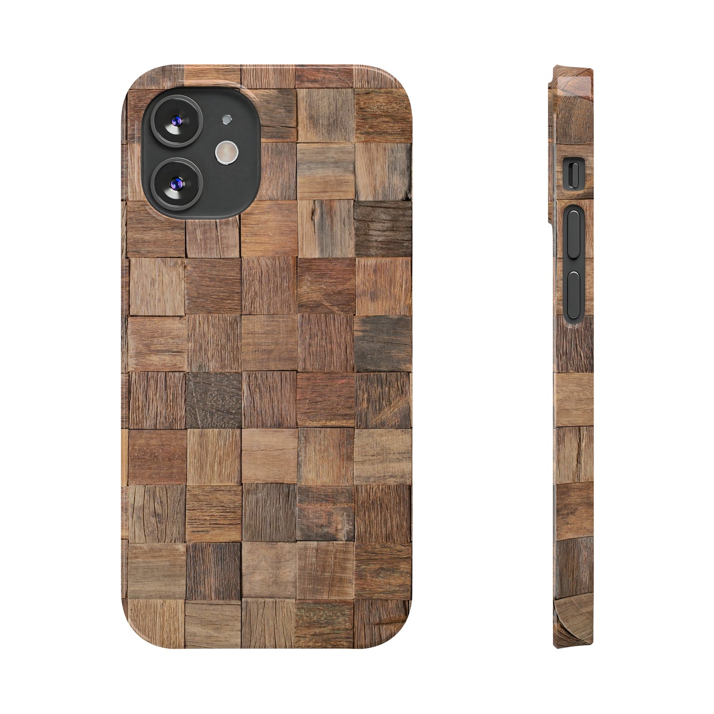 Organic Elegance Natural Woven Wood Design Design Iphone 15-12 Slim Phone Case