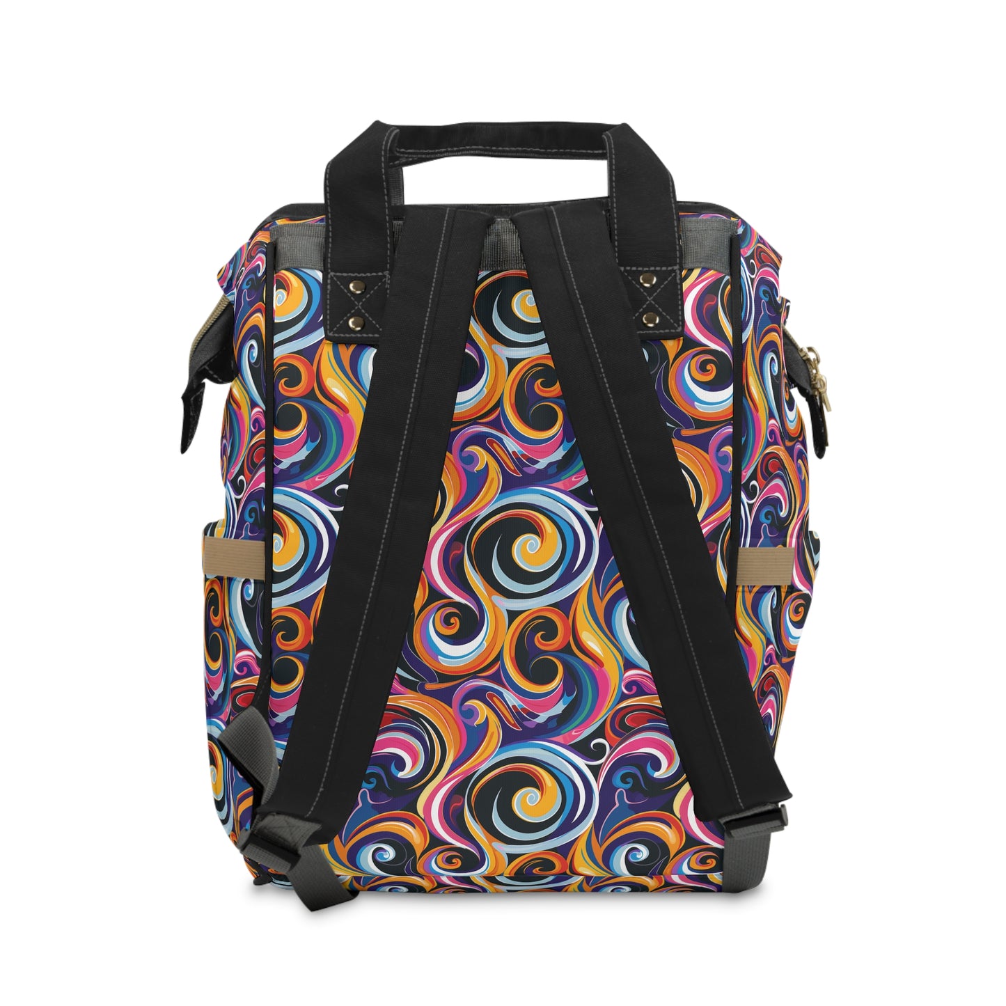 Psychedelic Groovy Vibrant Rainbow Swirls Multifunctional Diaper Backpack