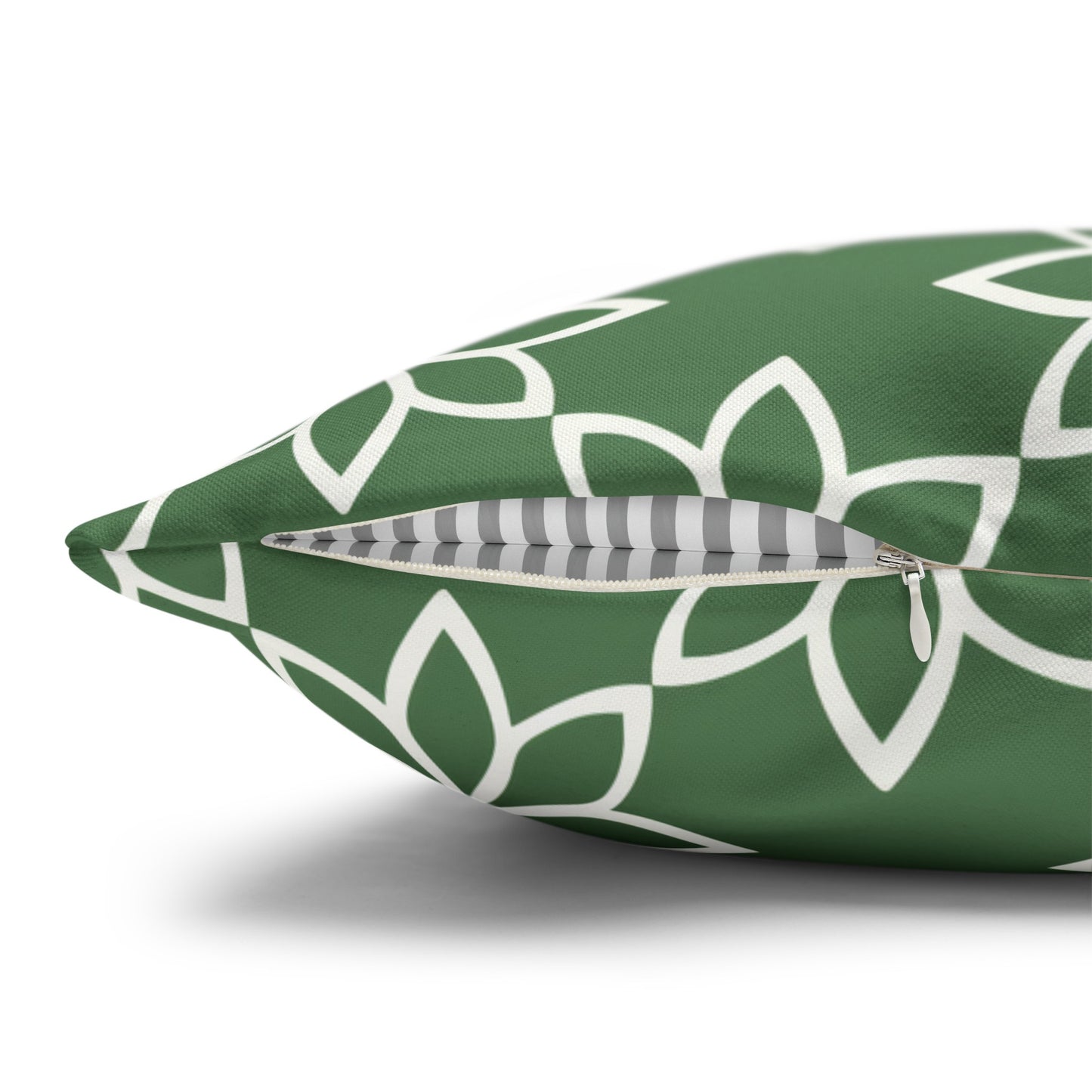 Modern Minimalist Green and White Geometric Floral Design Spun Polyester Square Pillowcase 4 Sizes