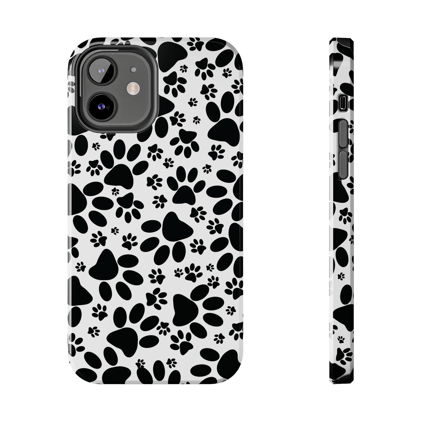 Stealthy Tracks: Black Animal Paw Prints Iphone Tough Phone Case