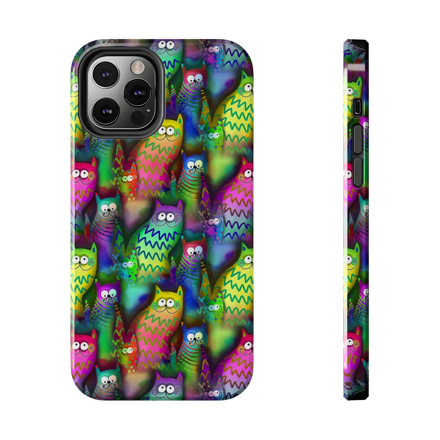 Neon Rainbow Cartoon Cats Iphone Tough Phone Case