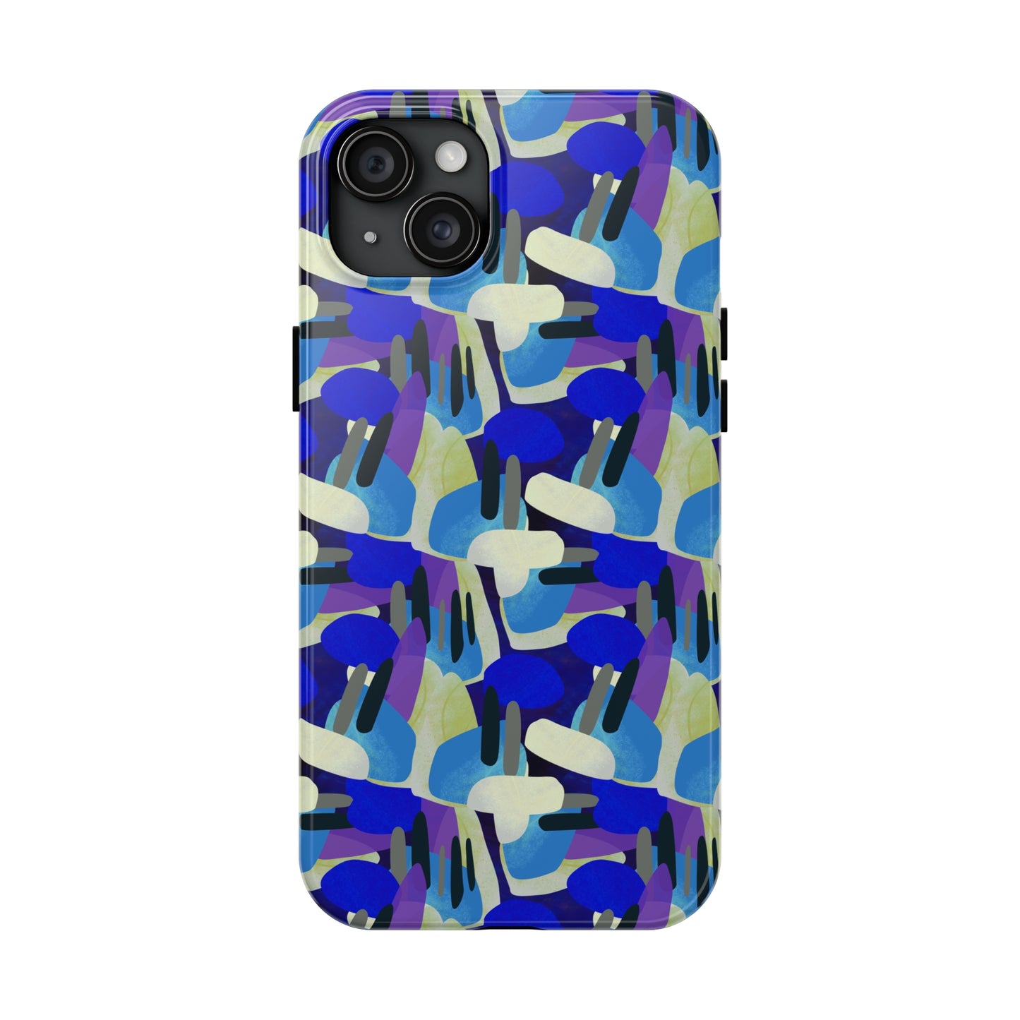 Blue, Purple and Green Abstract Design Iphone Tough Phone Case