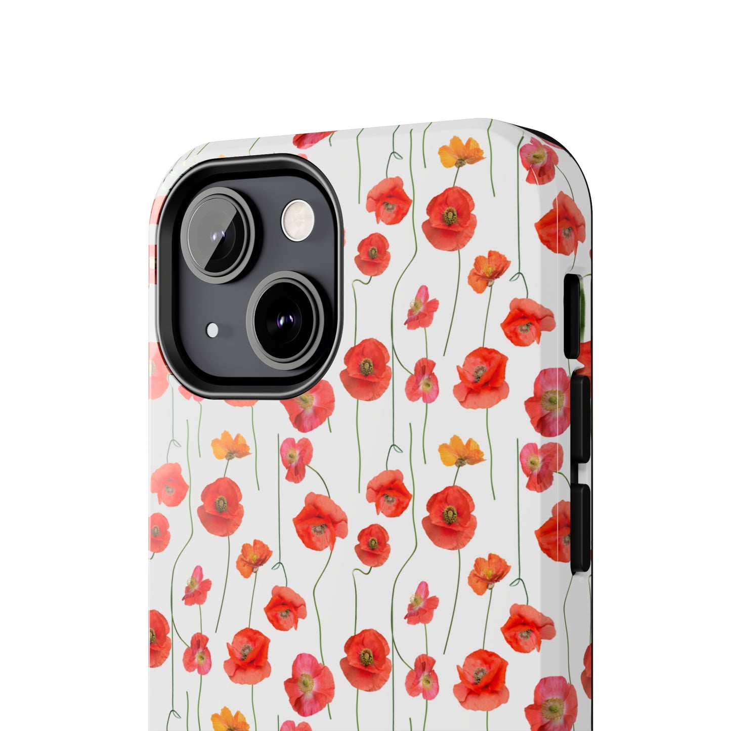 Vivid Elegance: Bright Red Poppies on a White Background Iphone Tough Phone Case