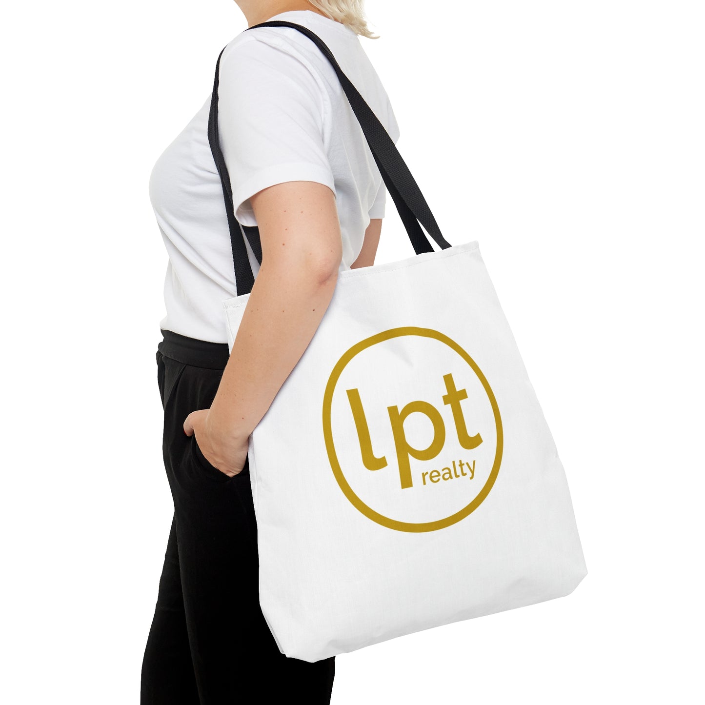 LPT Realty Logo's on Both Sides in Gold - Canvas Tote 3 Sizes