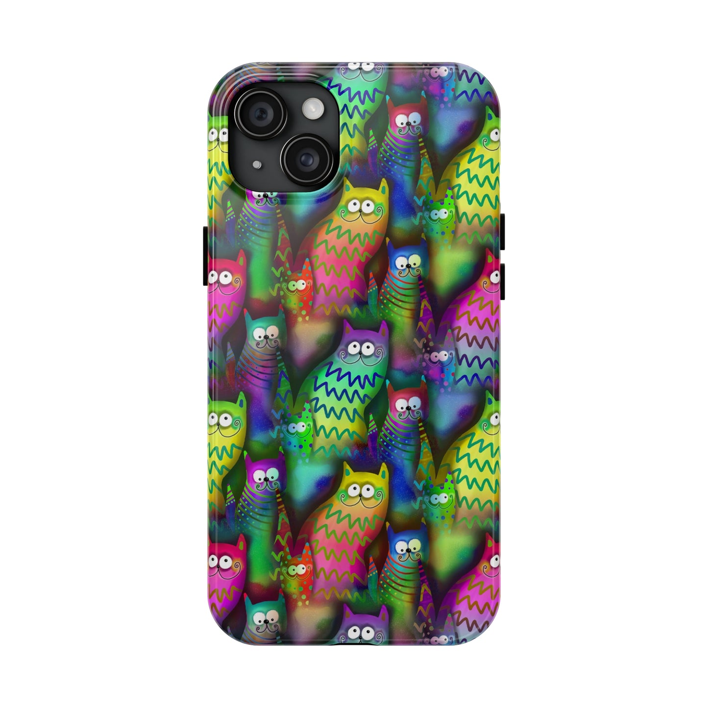 Neon Rainbow Cartoon Cats Iphone Tough Phone Case