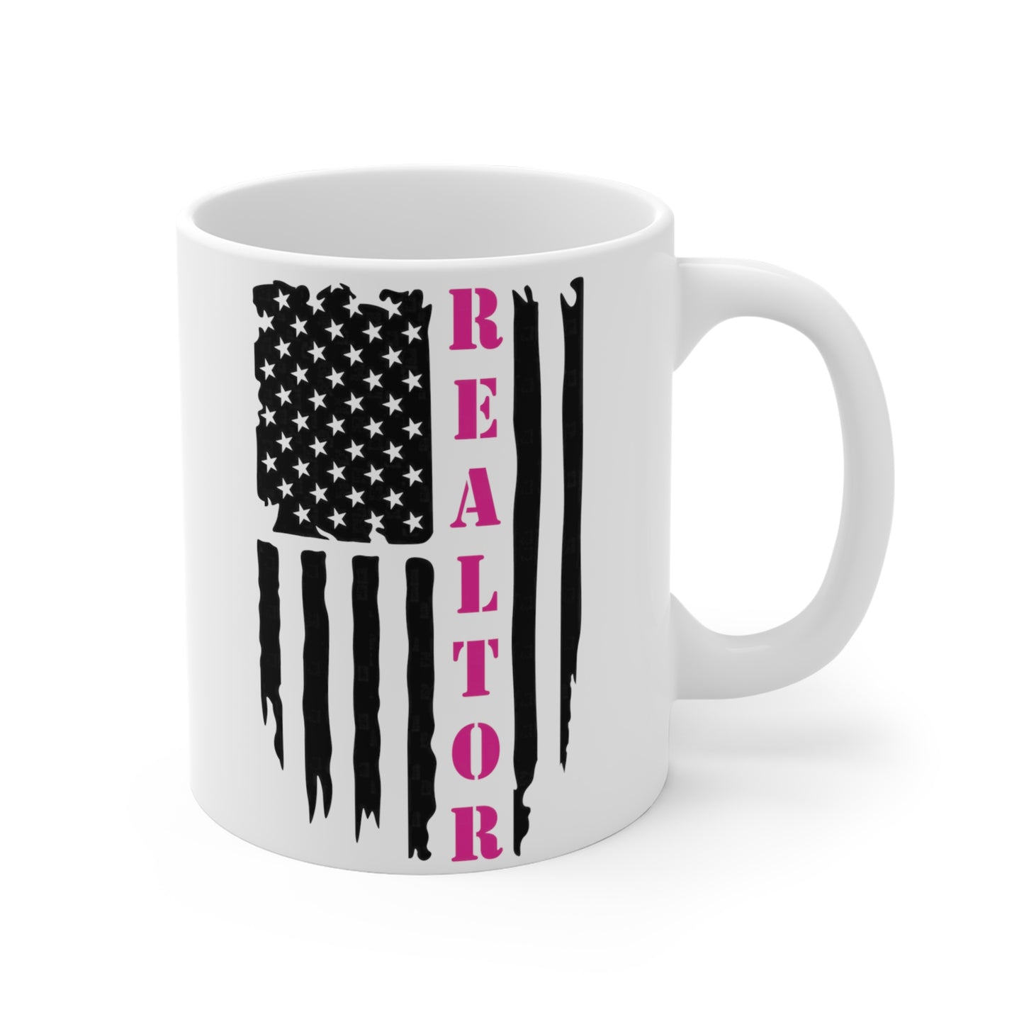 American Flag with Realtor in Pink - 11 oz Coffee