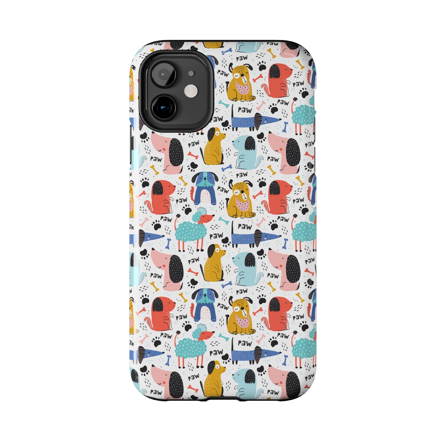 Playful Pups: Colorful Cartoon Dogs Iphone Tough Phone Case