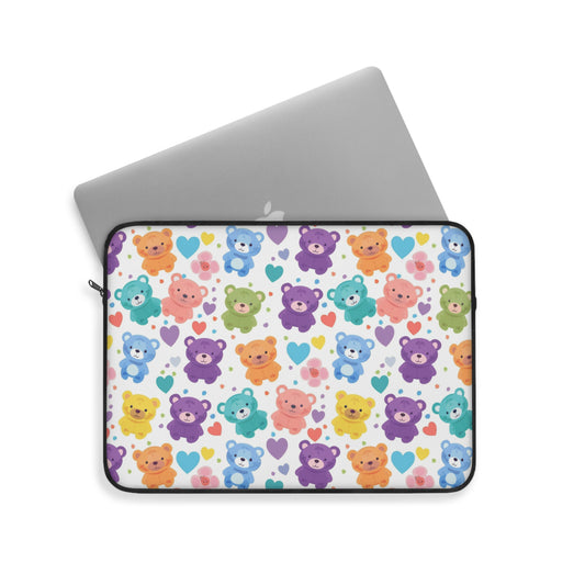 Rainbow Bears: Vibrant Cartoon Bear Extravaganza  Laptop or Ipad Protective Sleeve 3 Sizes Available