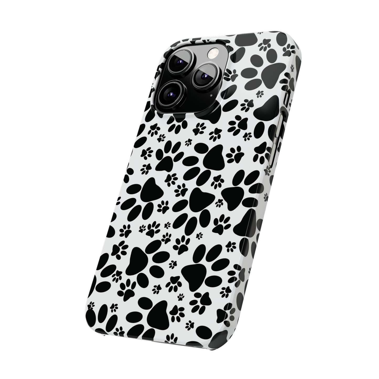 Black Animal Paw Prints Iphone 15-12 Slim Phone Case