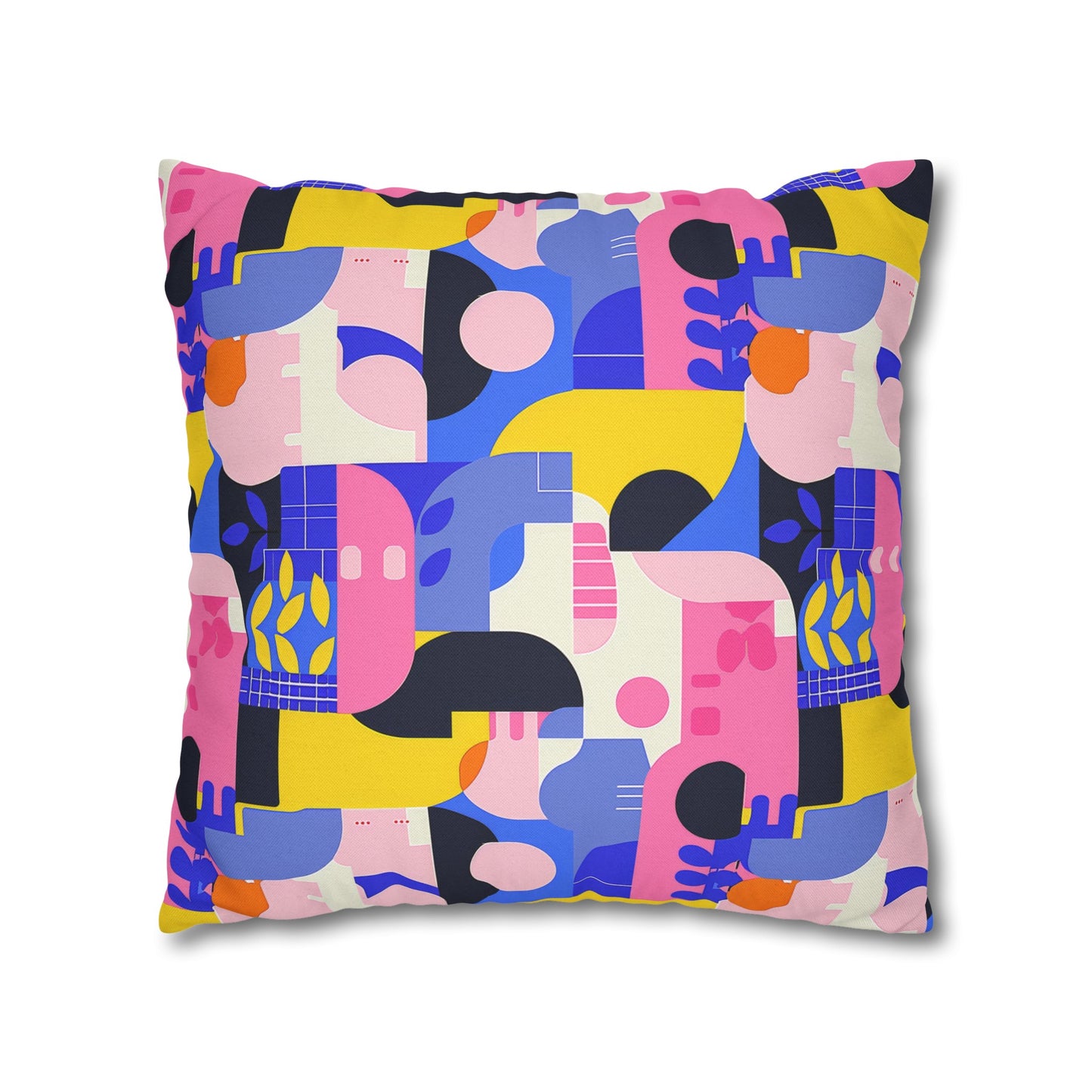 Pop Art in Vibrant Bold Geometric Colors Spun Polyester Square Pillowcase 4 Sizes