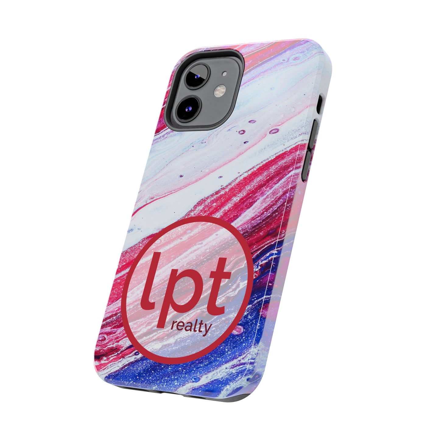 LPT Realty Logo -  Red White and Blue Alcohol Ink Design Iphone Tough Phone Case