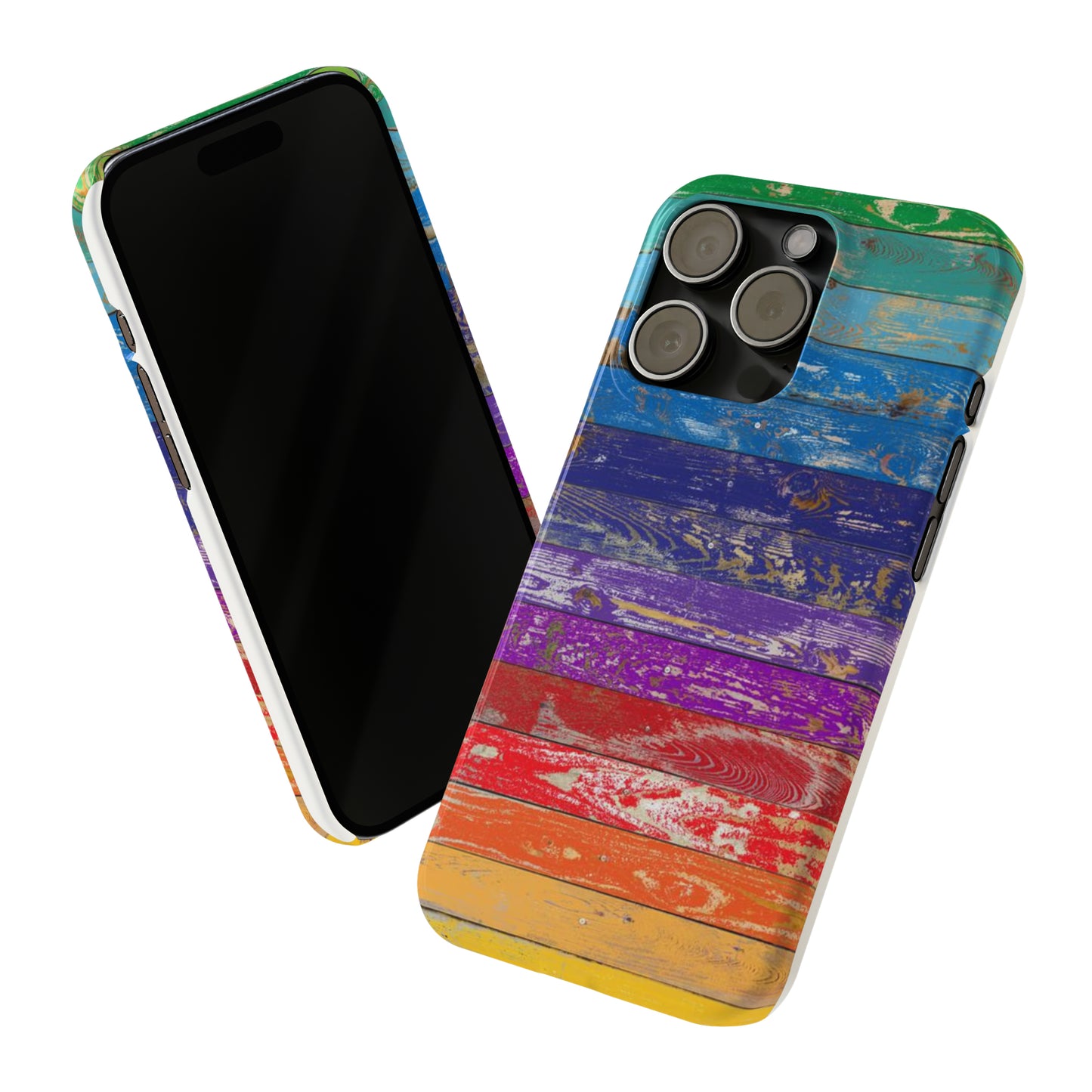 Rainbow Wood Planks Iphone 15-12 Slim Phone Case