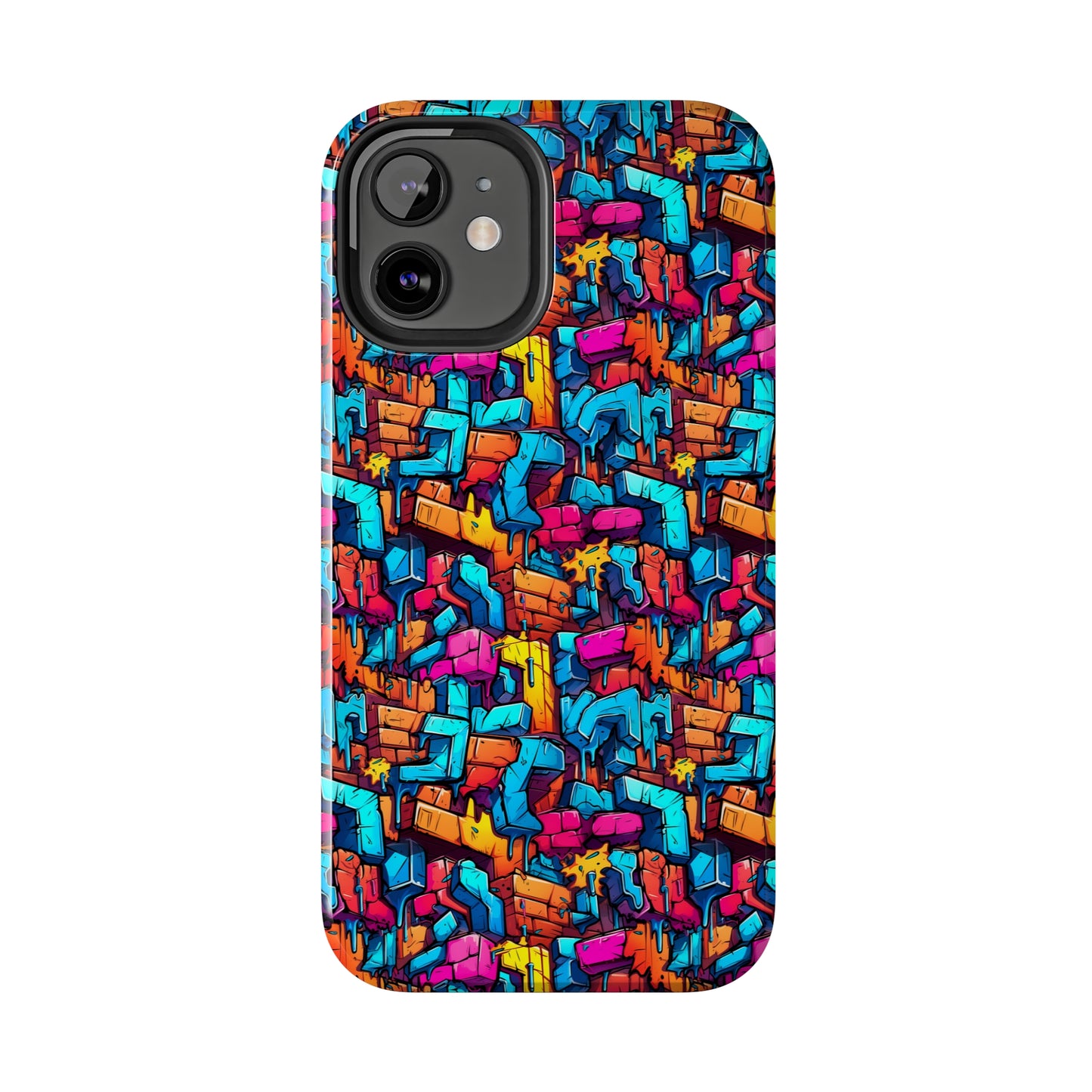 3D Rainbow Colored Graphic Blocks Design Iphone Tough Phone Case