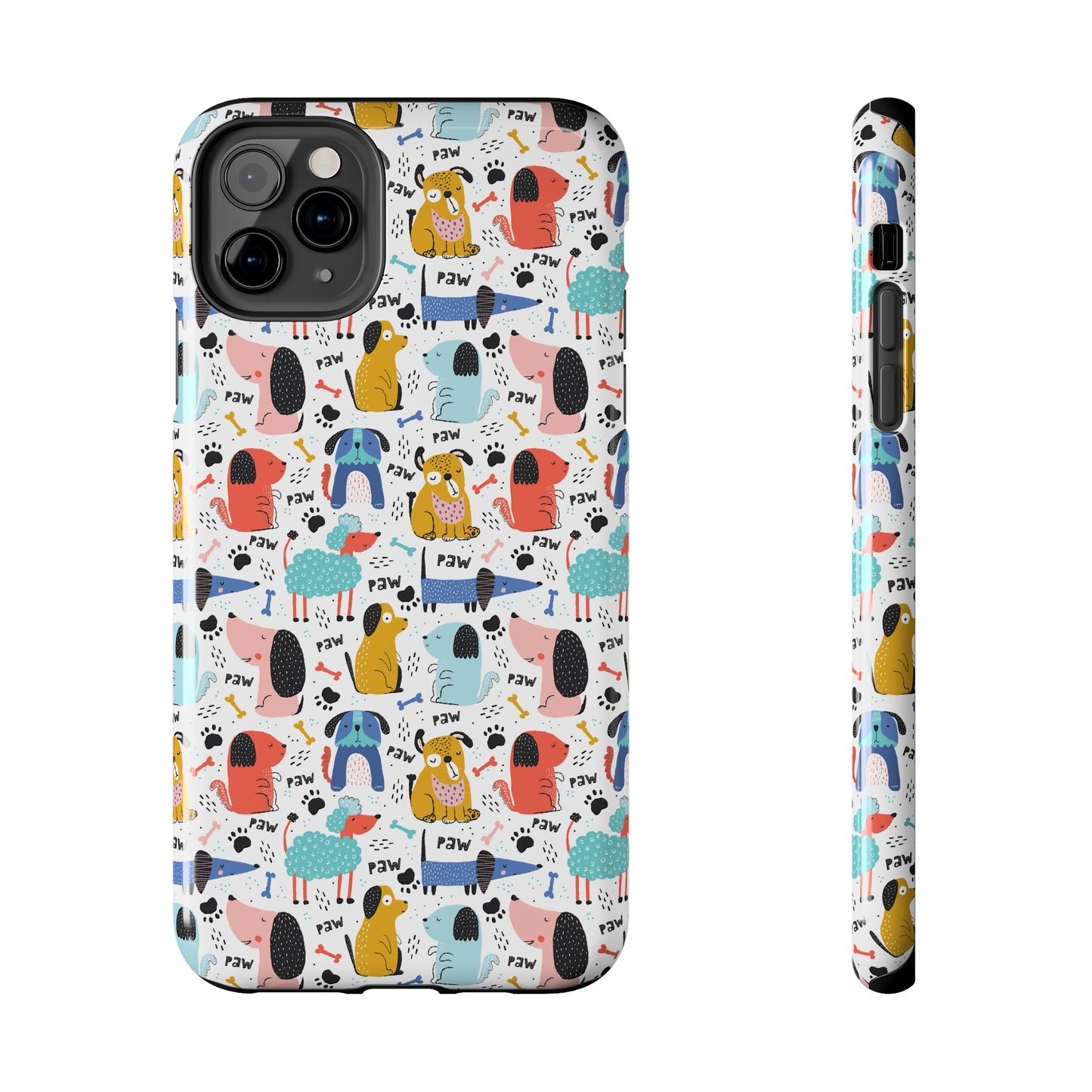 Playful Pups: Colorful Cartoon Dogs Iphone Tough Phone Case