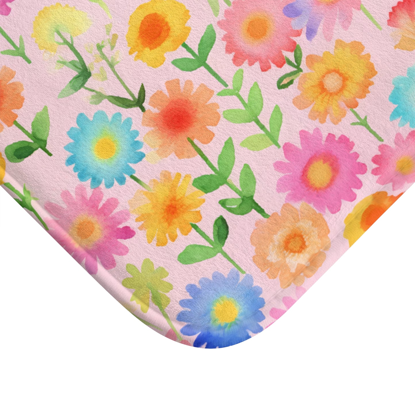 Lively Watercolor Blooms: Vibrant Tiny Flowers Bursting with Color Design  - Bathroom Non-Slip Mat 2 Sizes