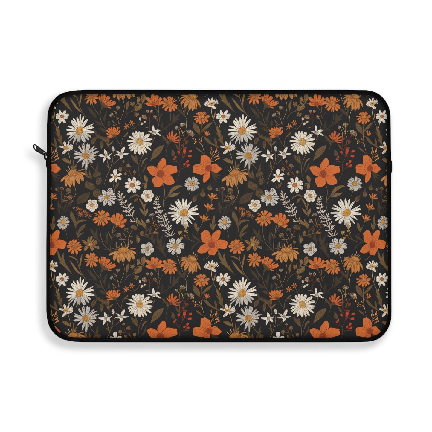 Elegant Floral Seamless Pattern in Warm Autumn Hues on Dark Background Laptop or Ipad Protective Sleeve 3 Sizes Available