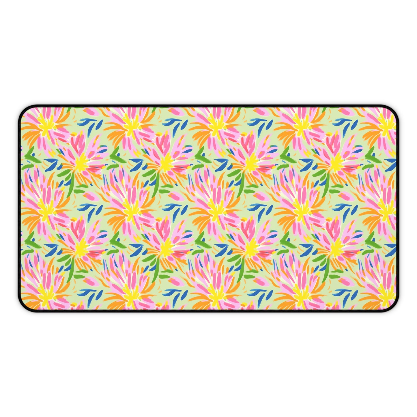 Blossoms in Bloom: Watercolor Pink and Yellow Flower Bursts Design - Desk Mat Extended Gaming Mouse Pad 3 Sizes