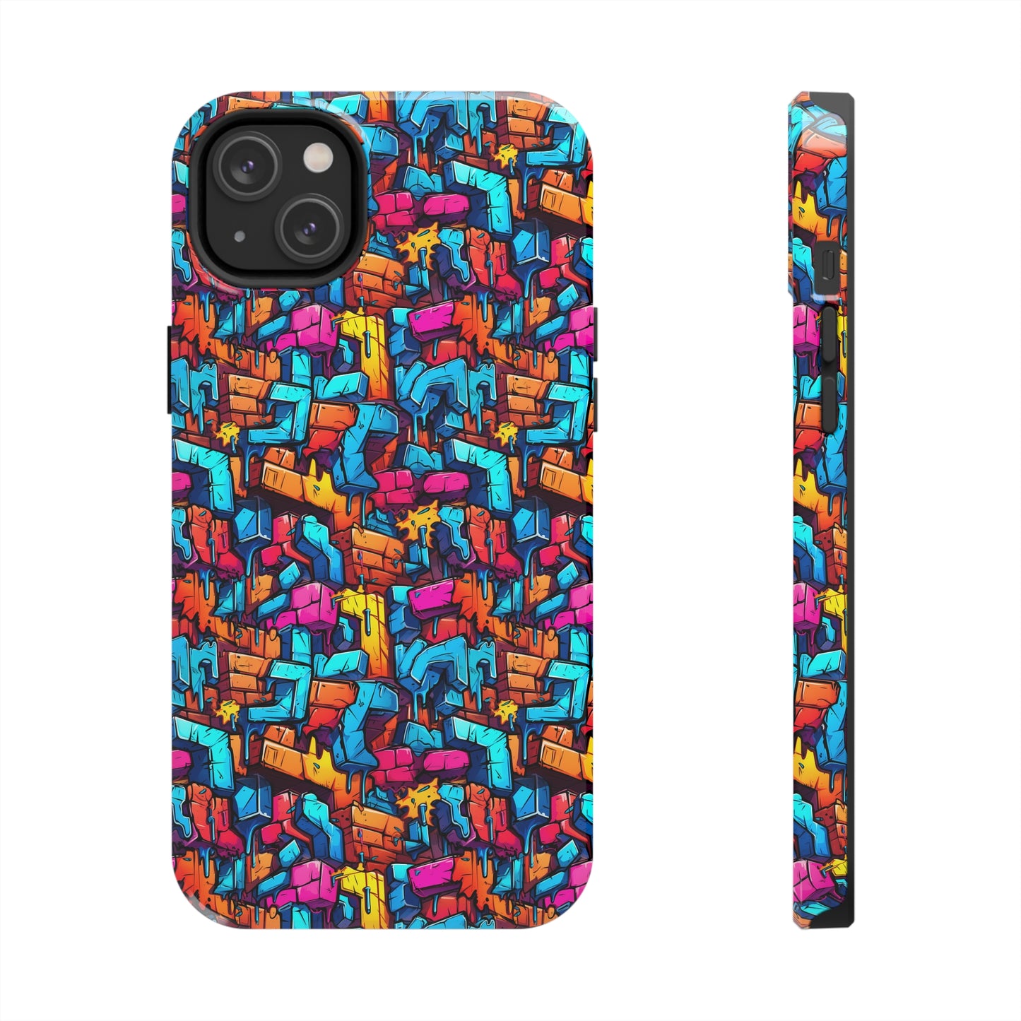 3D Rainbow Colored Graphic Blocks Design Iphone Tough Phone Case