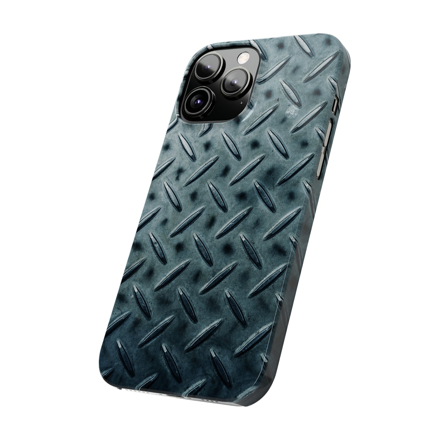 Blue Steel Diamond Plate Design Iphone 15-12 Slim Phone Case