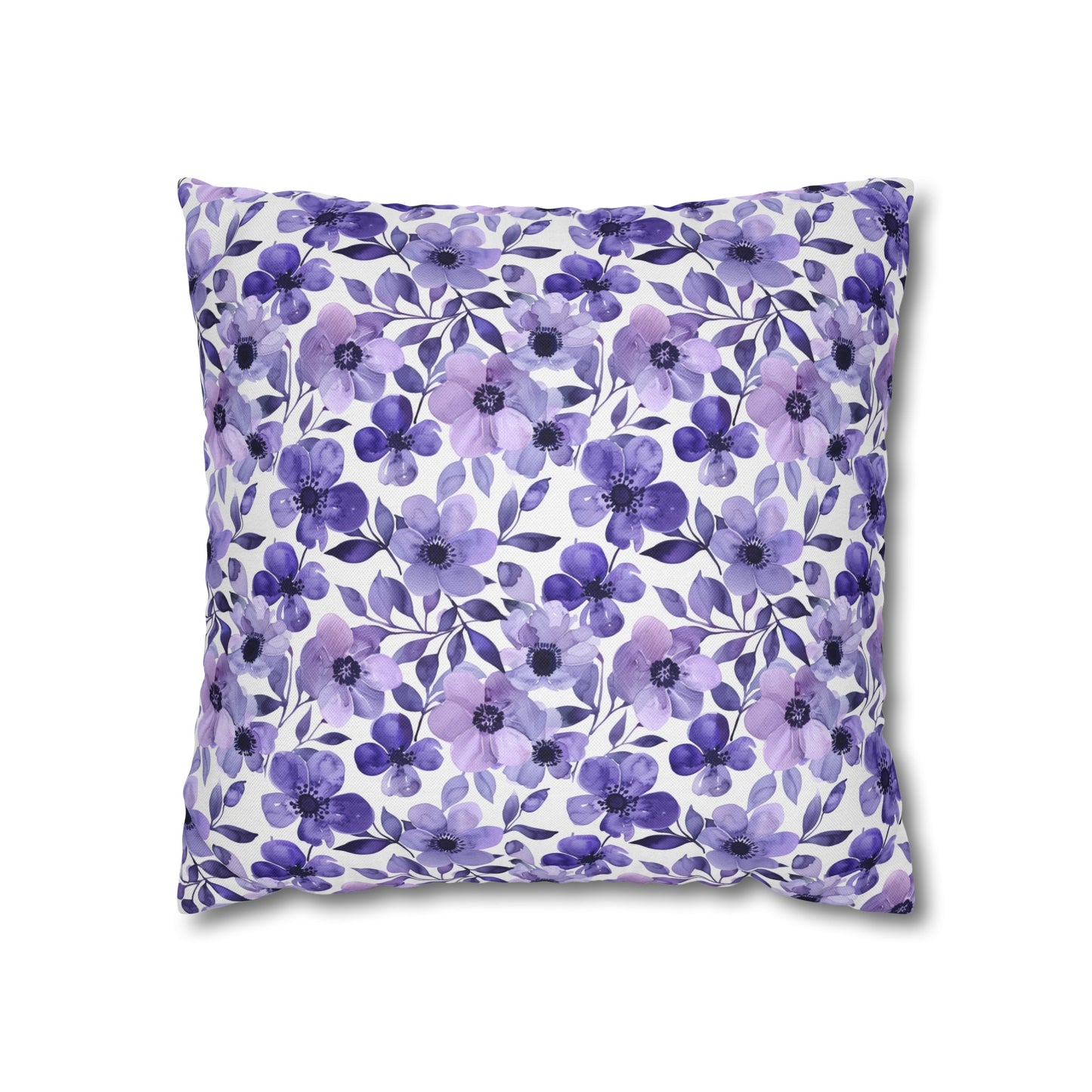 Elegant Purple Watercolor Blossoms Spun Polyester Square Pillowcase 4 Sizes