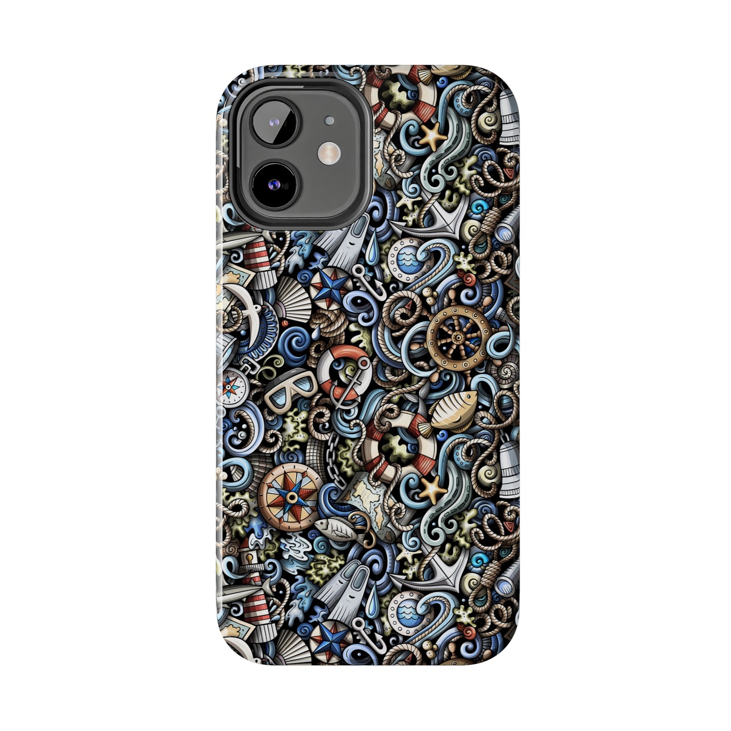 Nautical Ocean Navigation and Sealife Cartoon Design Iphone Tough Phone Case