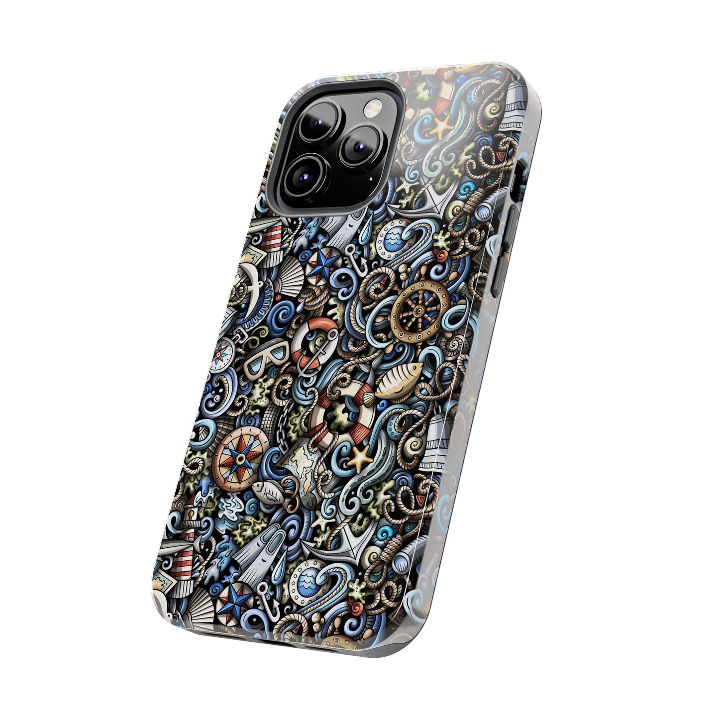 Nautical Ocean Navigation and Sealife Cartoon Design Iphone Tough Phone Case