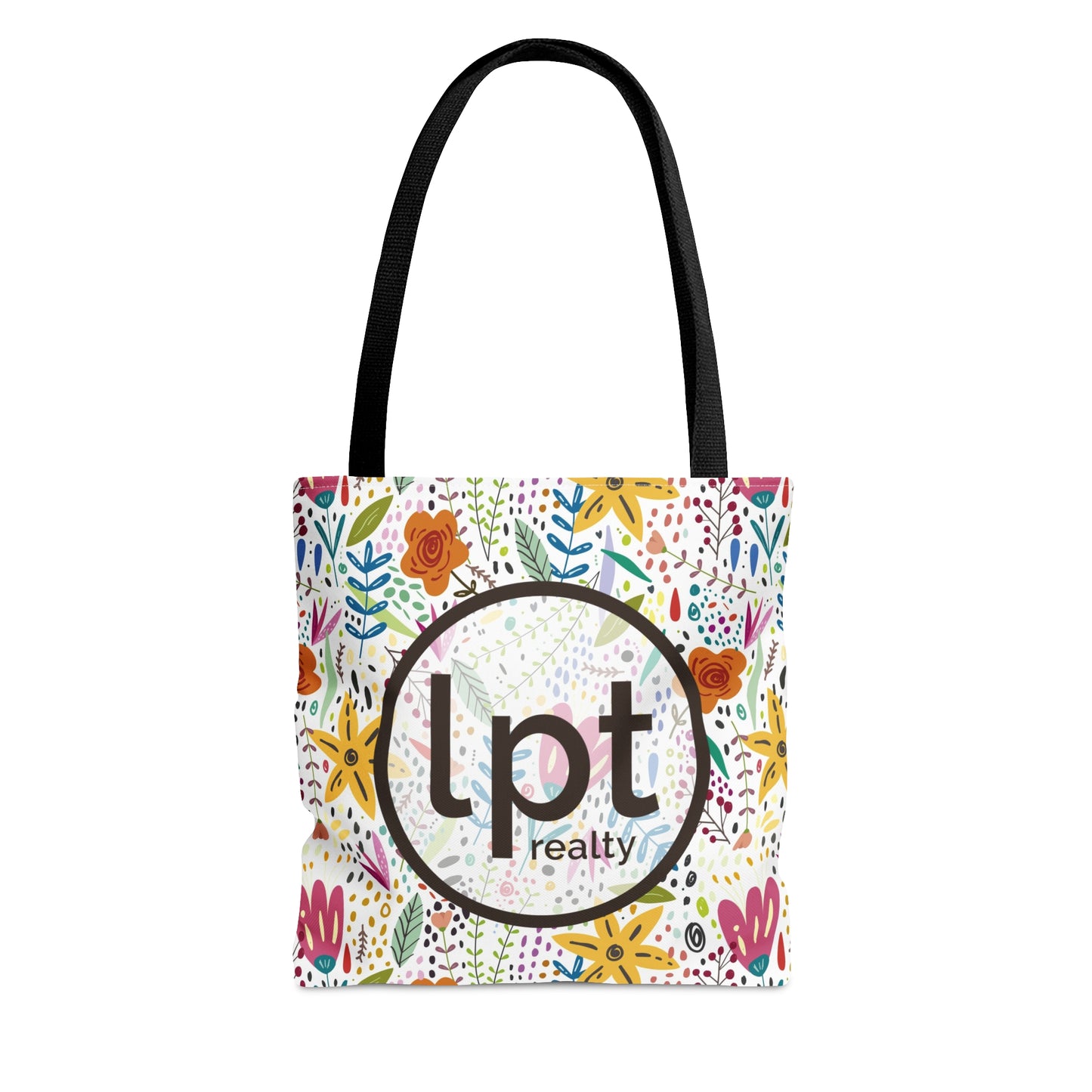 LPT Realty Logo with Spring Garden Floral Design - Canvas Tote 3 Sizes