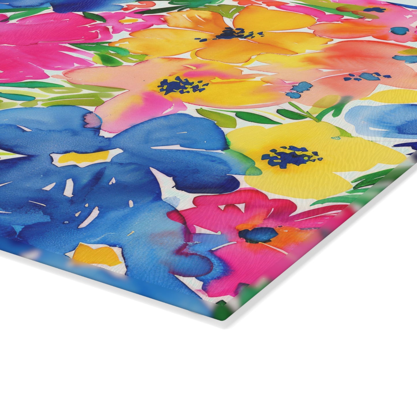 Springtime Kaleidoscope: Multi-color Watercolor Blossoms in Bloom Cutting Board 2 Sizes