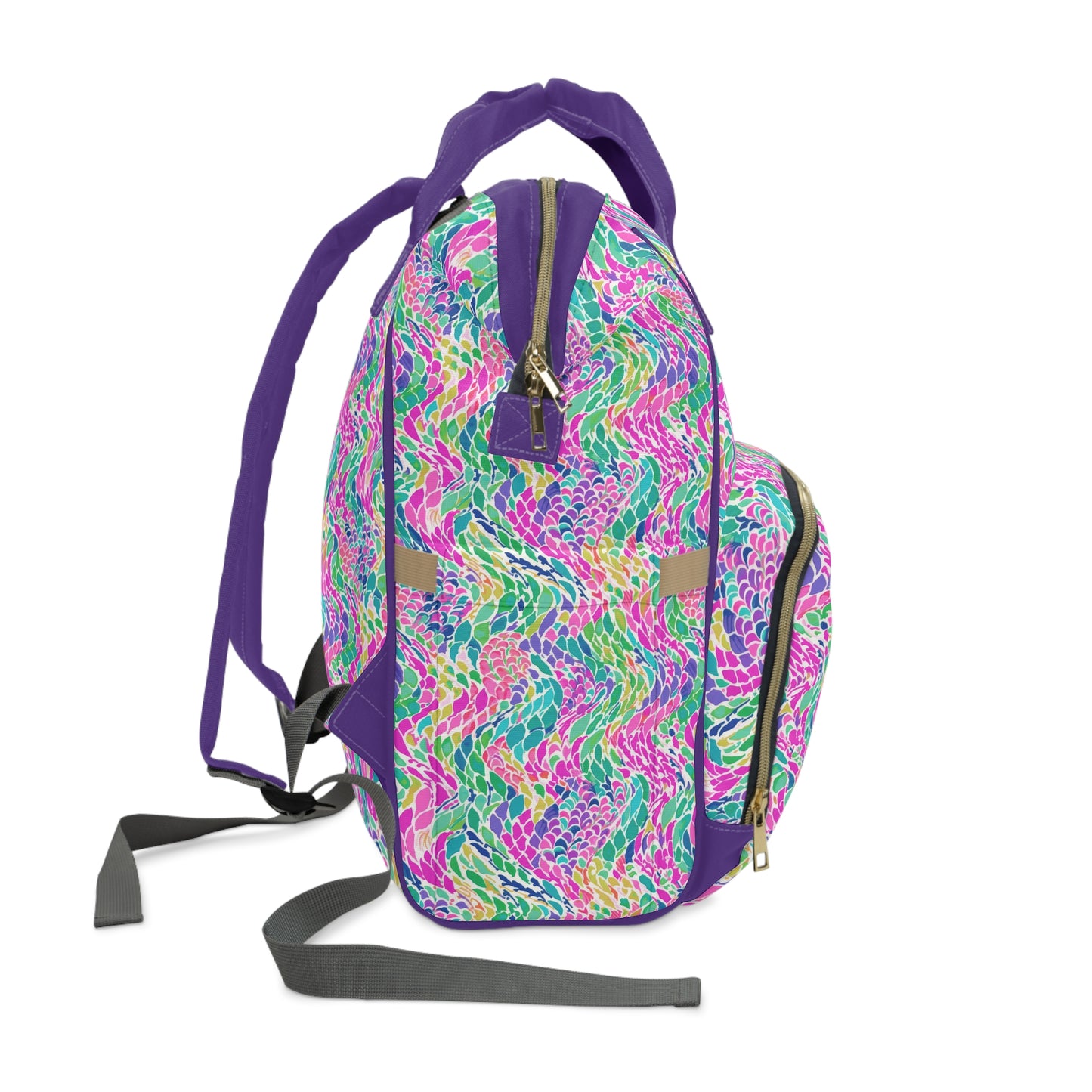 Enchanted Waves: Rainbow Mermaid Dancing in the Sea Multifunctional Diaper Backpack