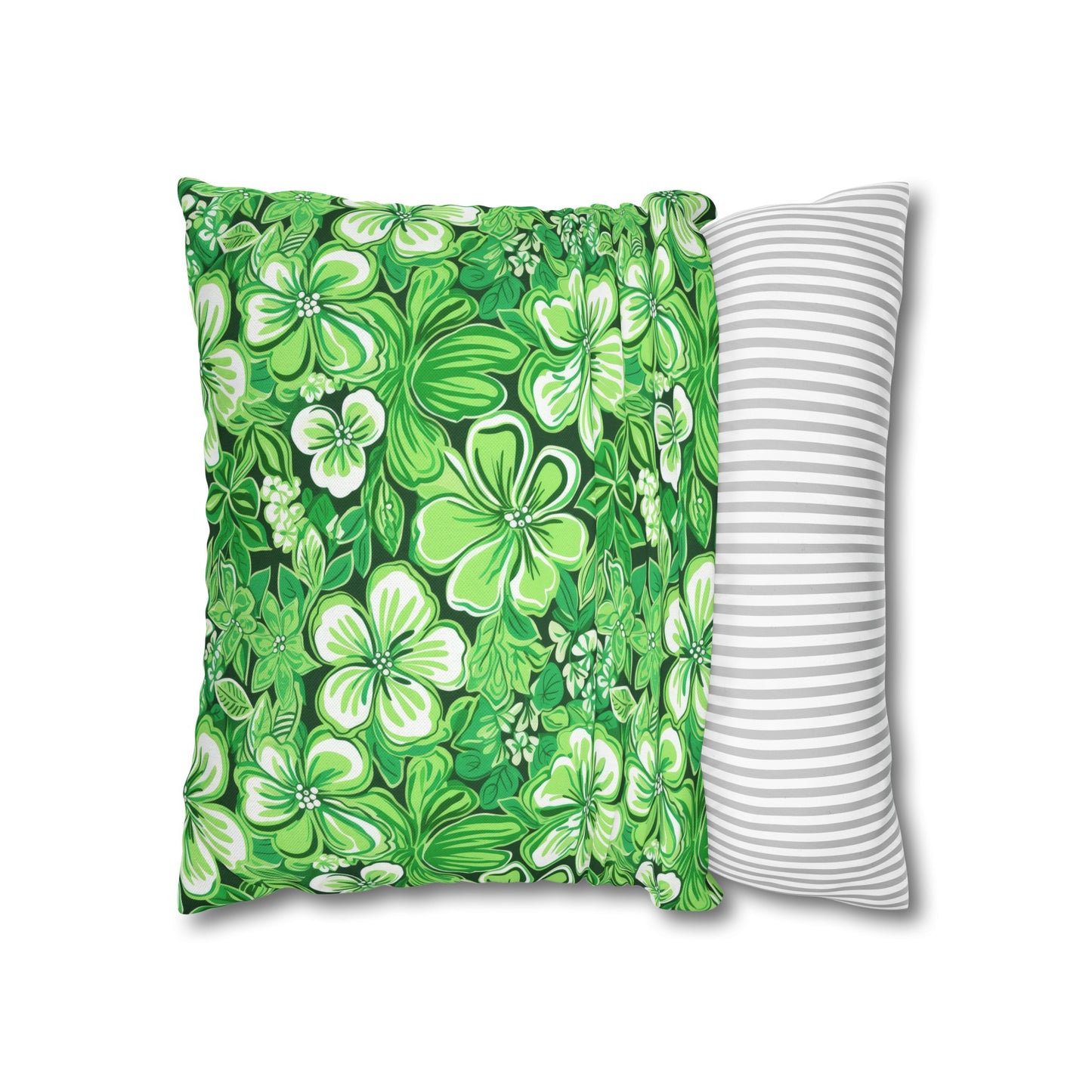 Emerald Essence: Floral Bloom Design in Green Hues Spun Polyester Square Pillowcase 4 Sizes