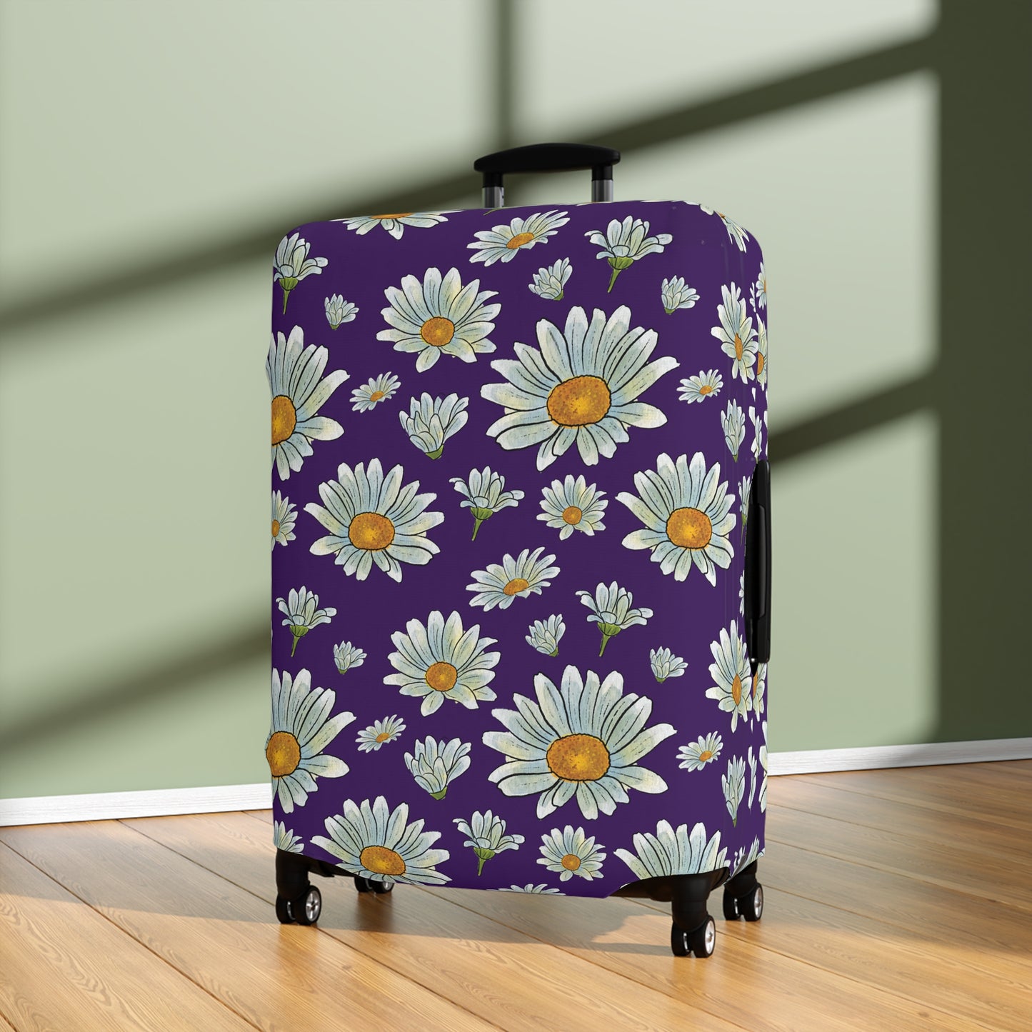 Large Watercolor Summer Daisies Blooming Against a Bold Purple Background  - Luggage Protector and Cover 3 Sizes