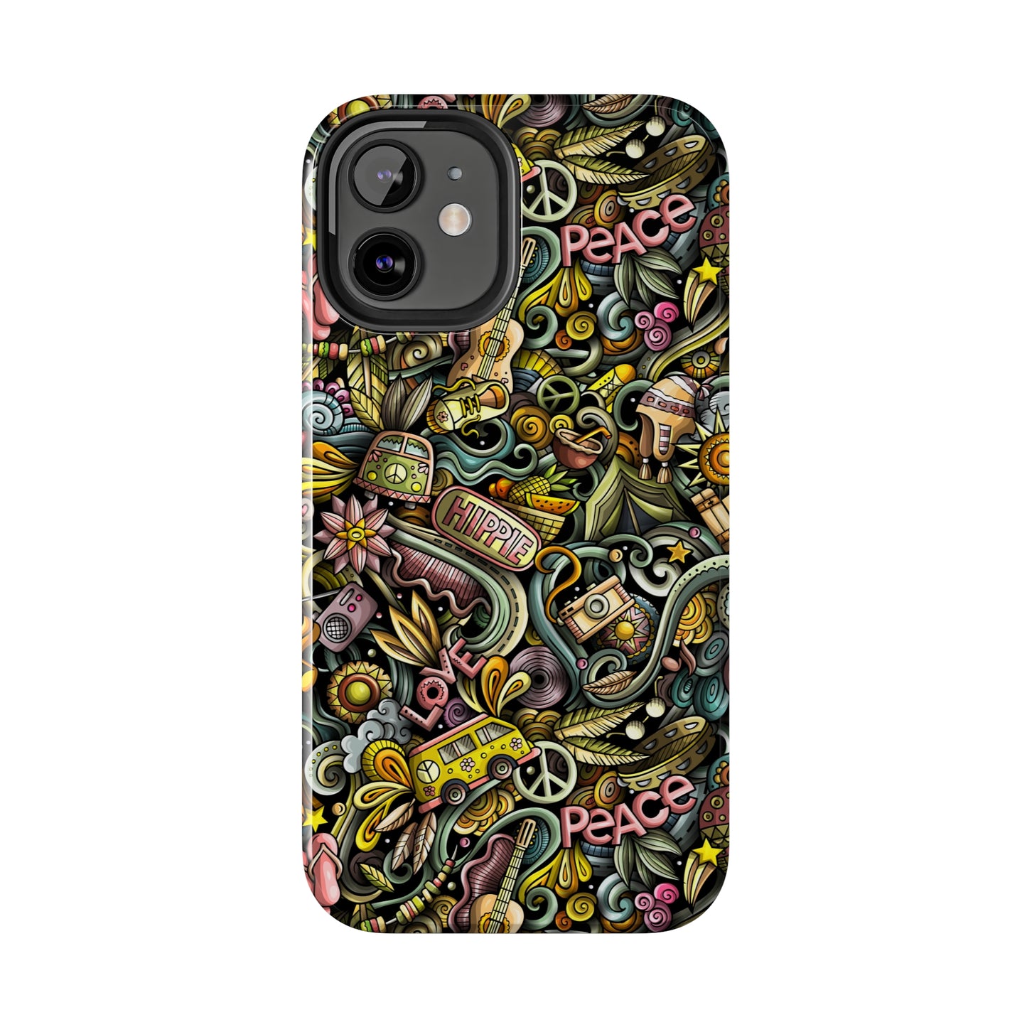 Peace, Love & VW Fun Cartoon Design Iphone Tough Phone Case