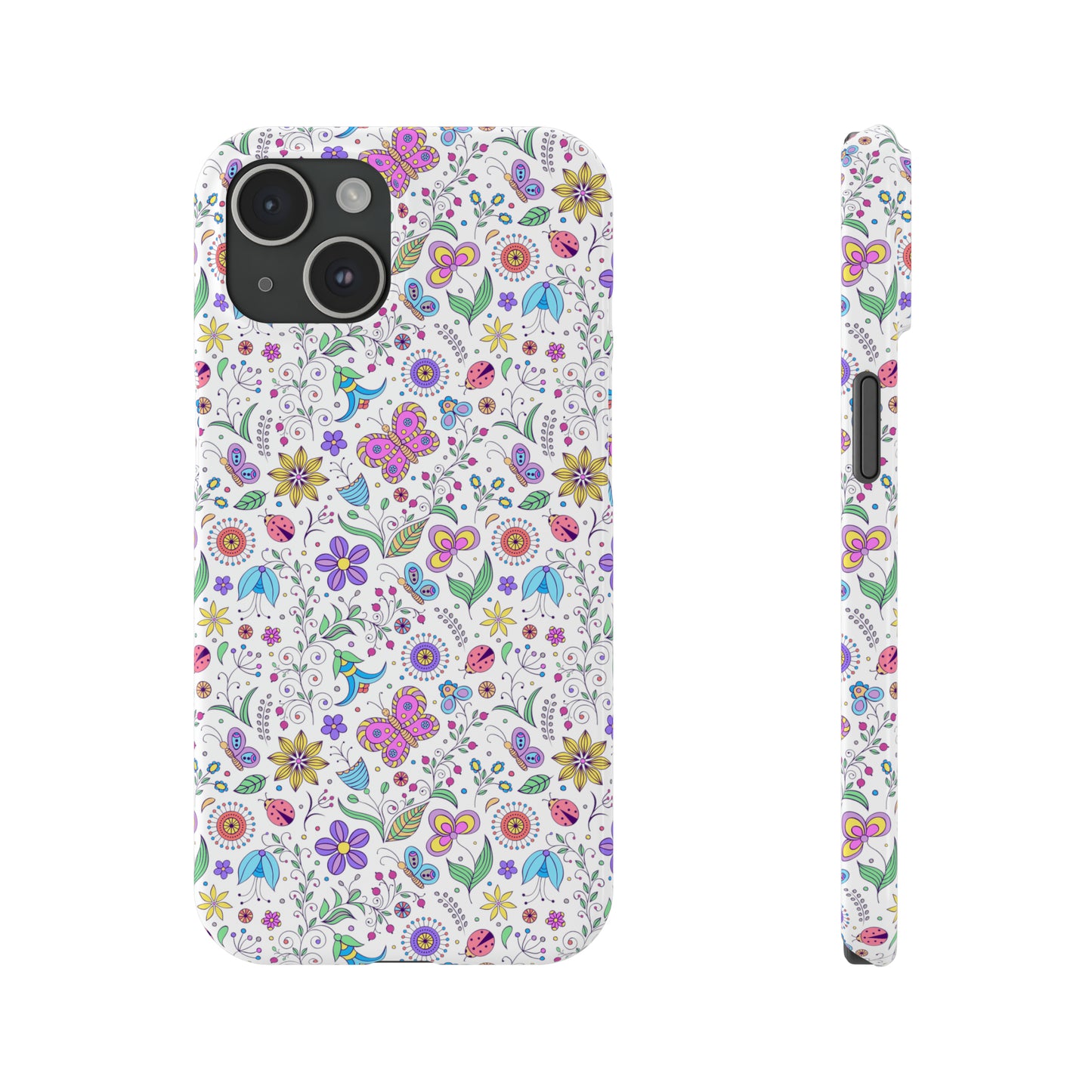 Butterflies and Flowers Iphone 15-12 Slim Phone Case