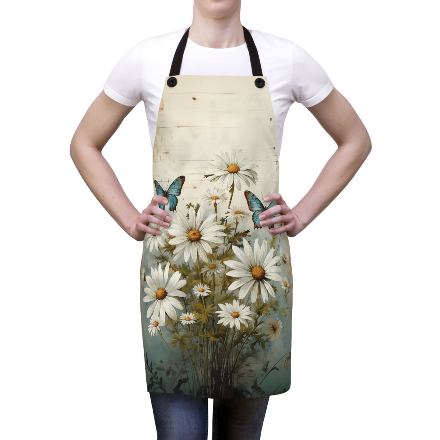 Rustic Farmhouse Daisy and Butterfly Design - Kitchen Chef Apron