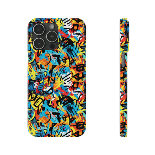 Abstract Colorful Street Art Graffiti Design Iphone 15-12 Slim Phone Case