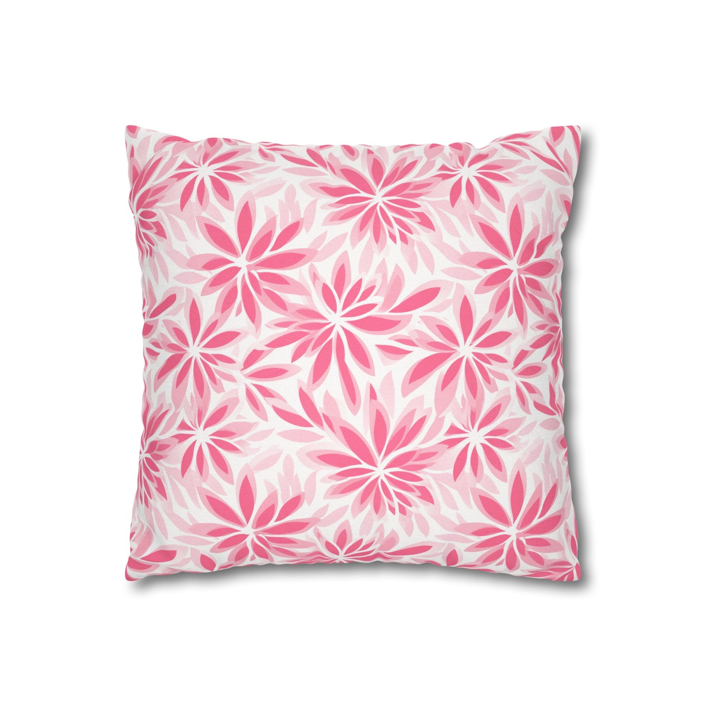 Blush Blooms Soft Pink Floral Pattern Spun Polyester Square Pillowcase 4 Sizes