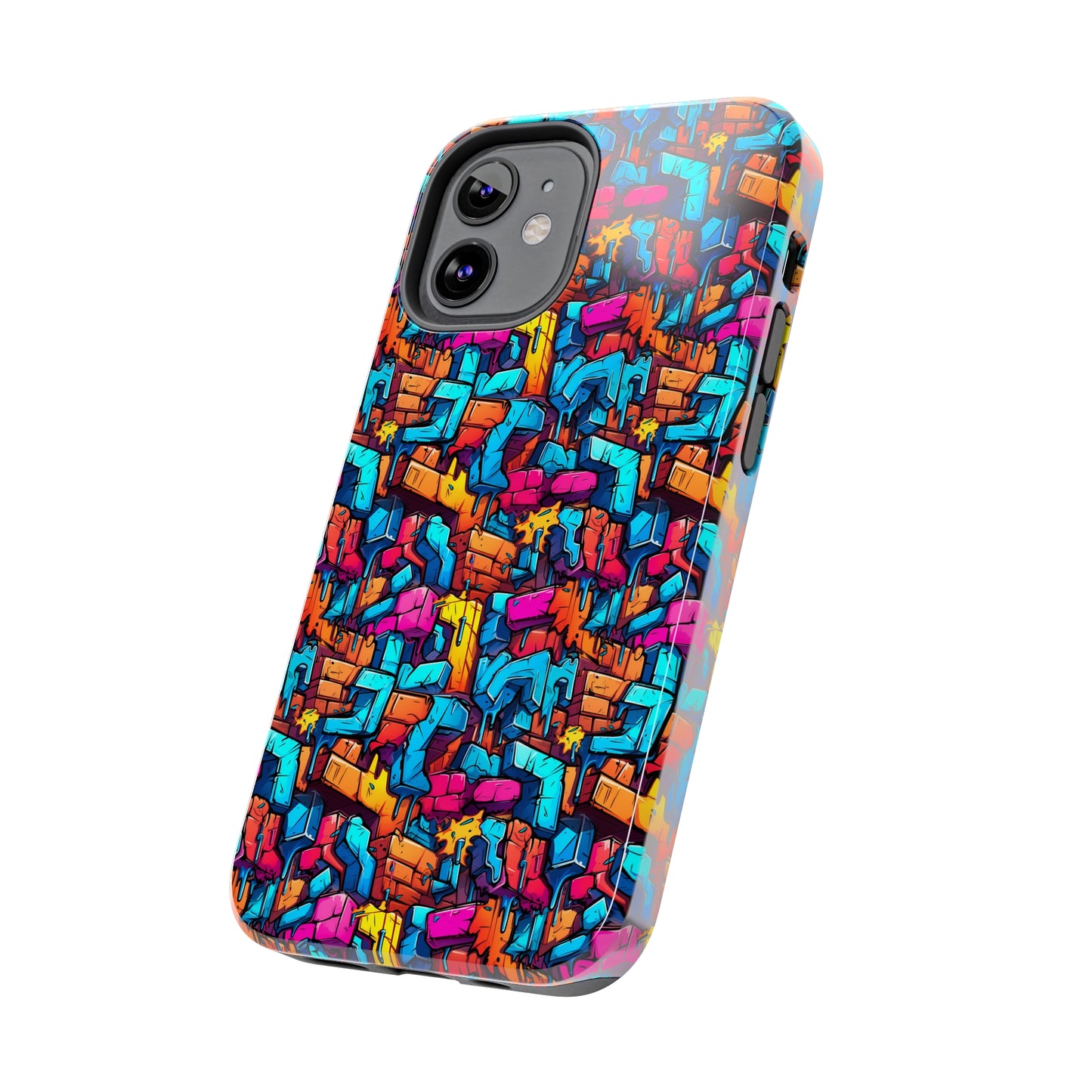 3D Rainbow Colored Graphic Blocks Design Iphone Tough Phone Case