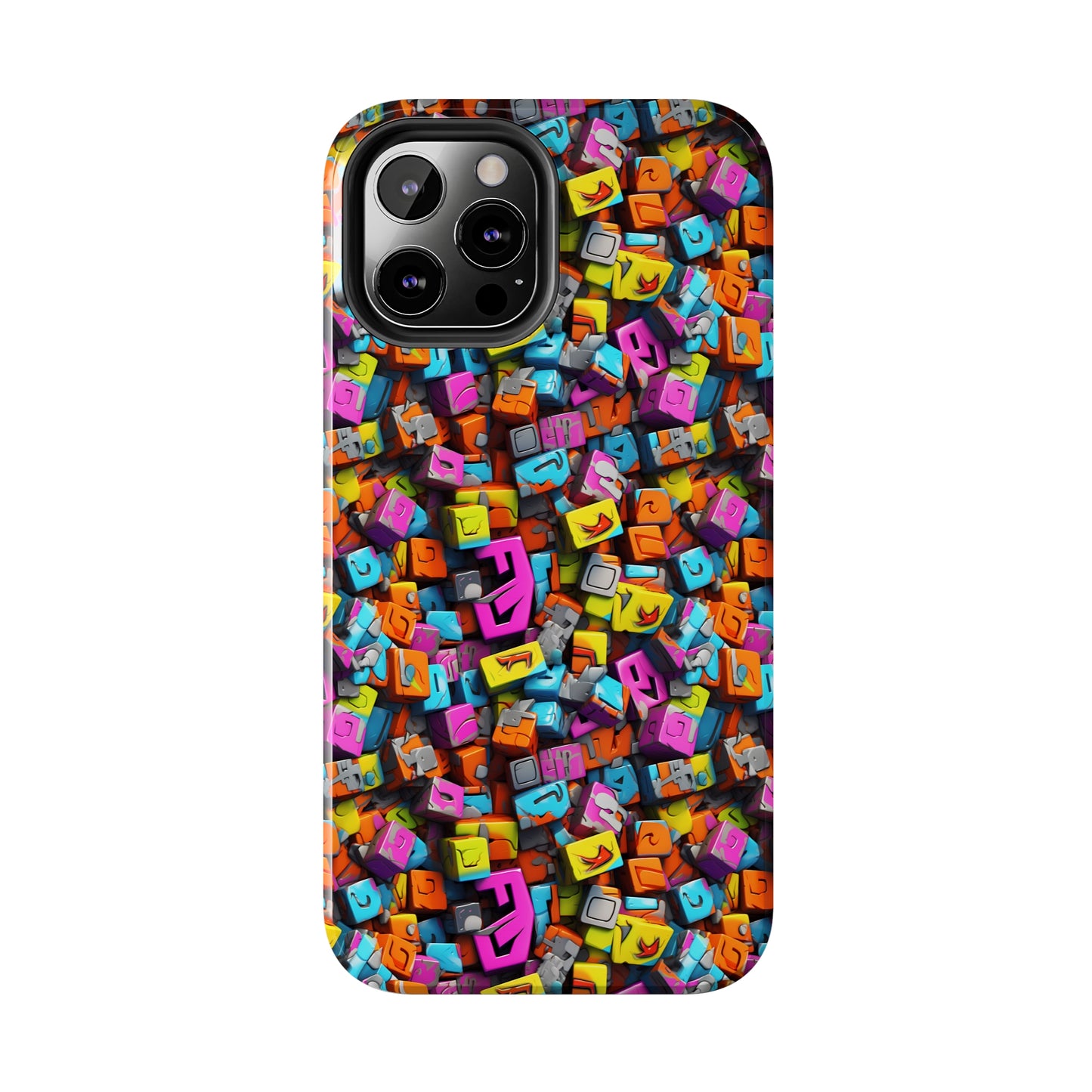 3D Abstract Colorful Block Design Iphone Tough Phone Case