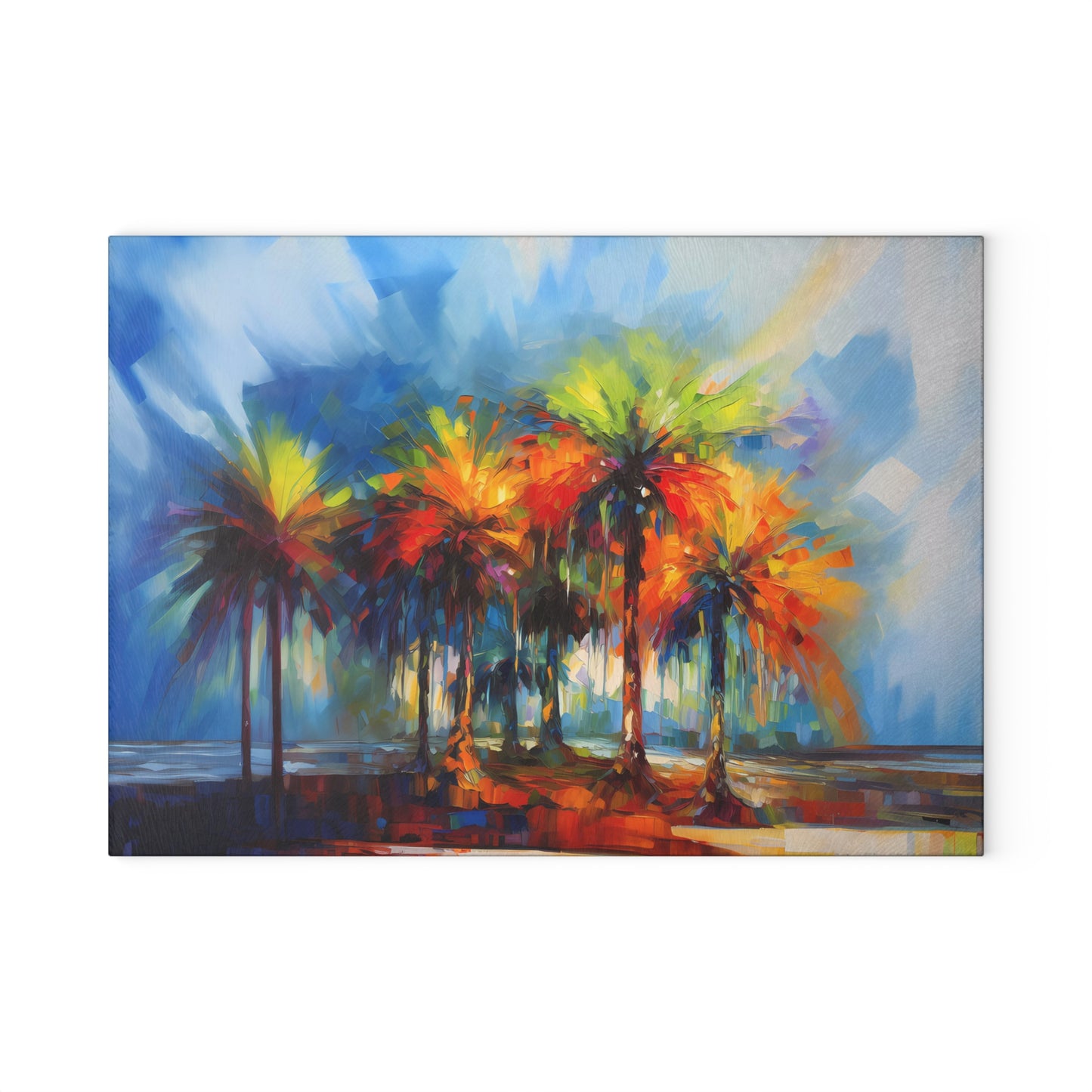 Dynamic Palmettos Abstract Depiction of South Carolina's Iconic Trees  - Glass Cutting Board  8" x 11" and 11" x 15"