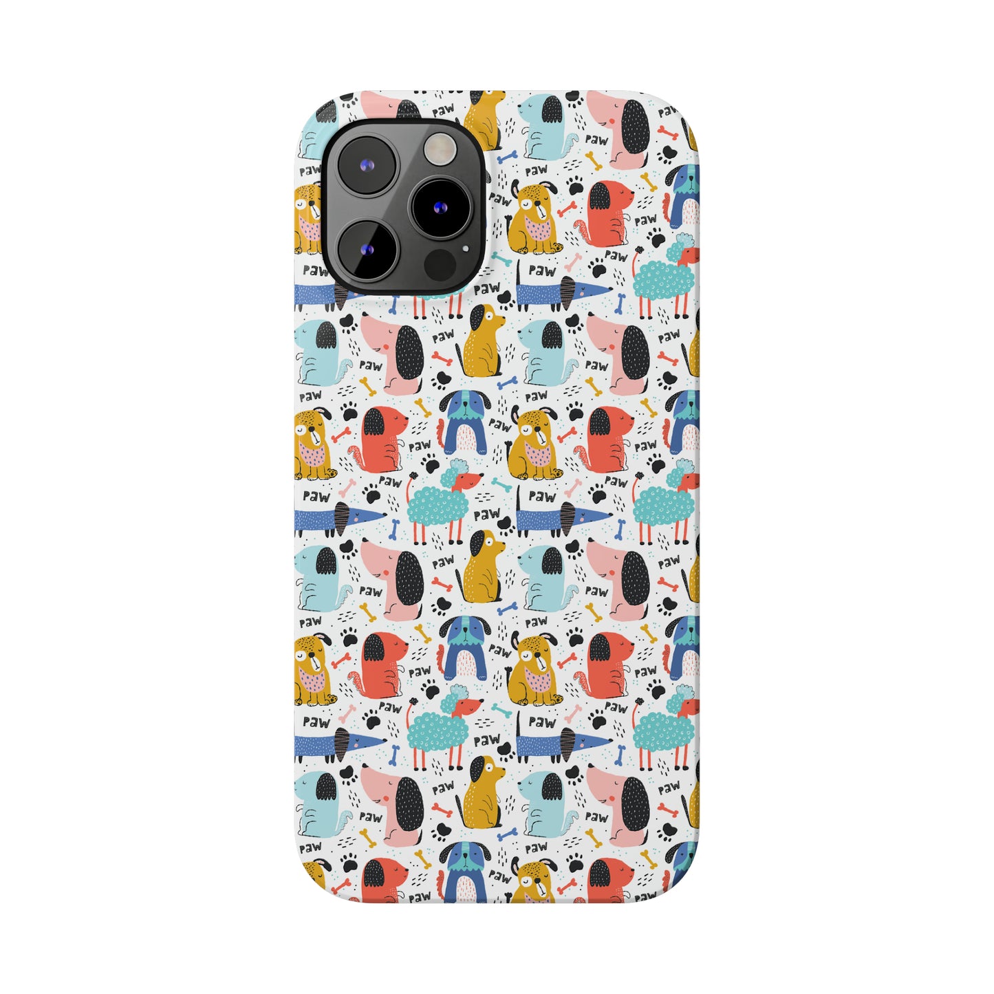 Playful Pups: Colorful Cartoon Dogs Iphone 15-12 Slim Phone Case