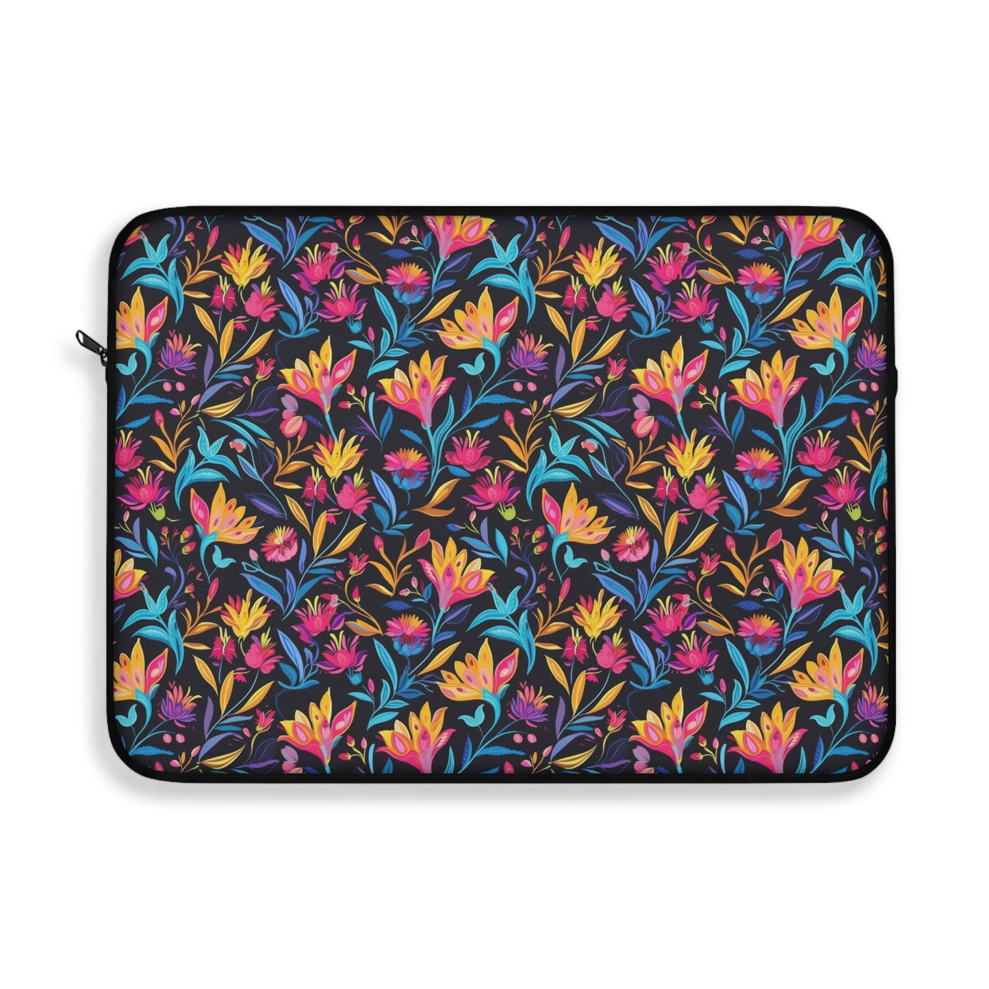 Vibrant Floral Fantasy in Midnight Garden Laptop or Ipad Protective Sleeve 3 Sizes Available