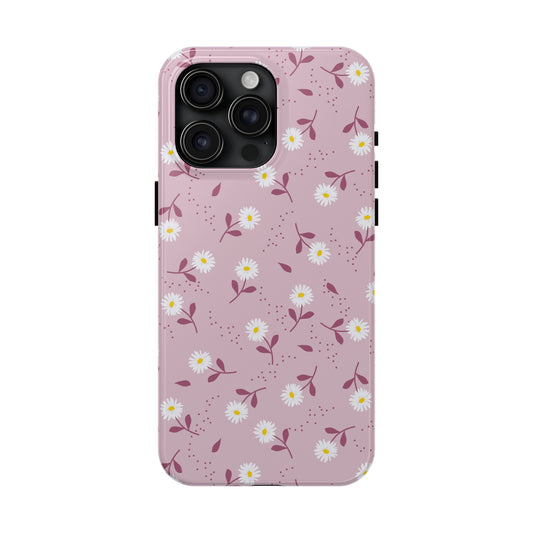 Daisies with Pink Background Iphone Tough Phone Case